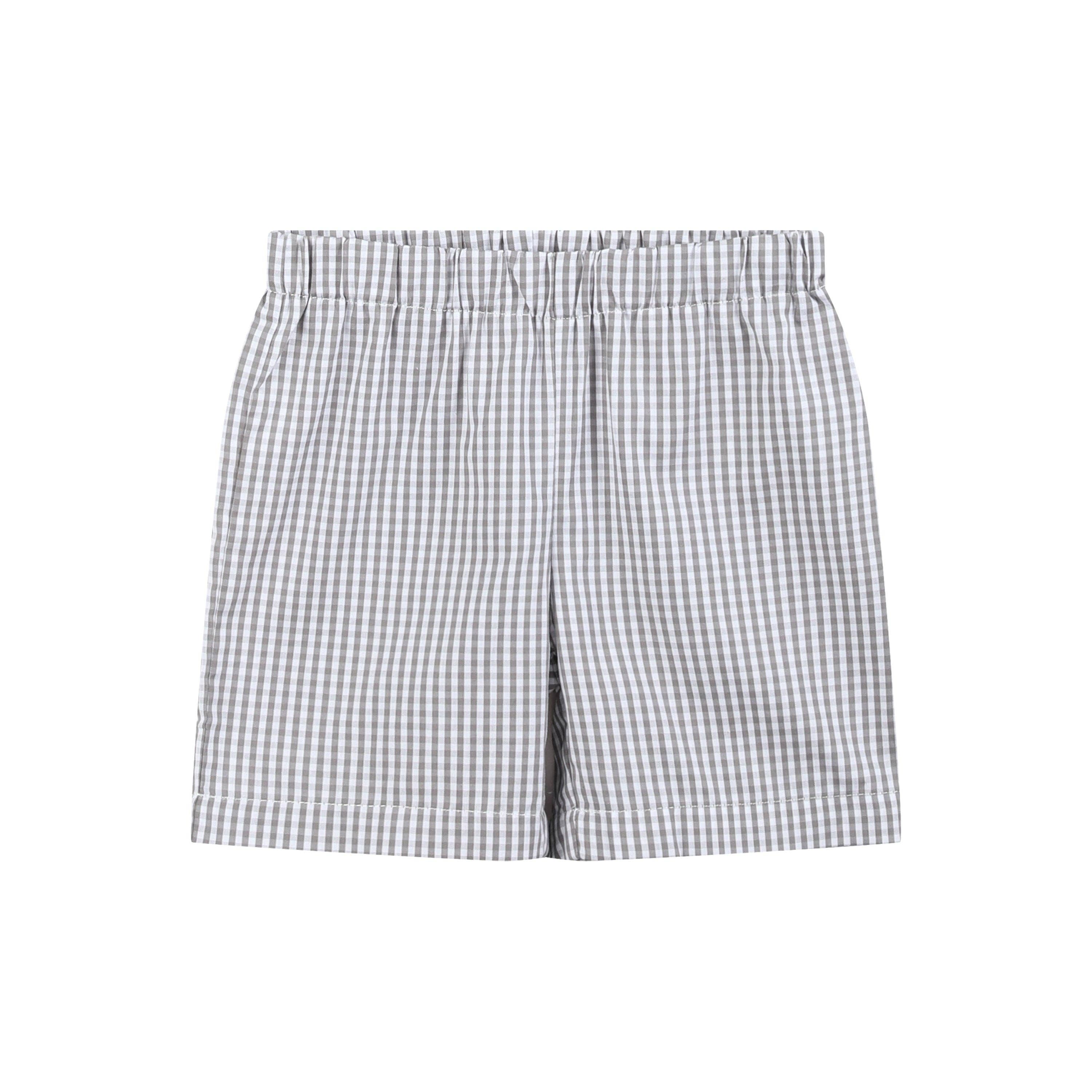 Blue Tractor Smocked Shirt and Gray Shorts Set