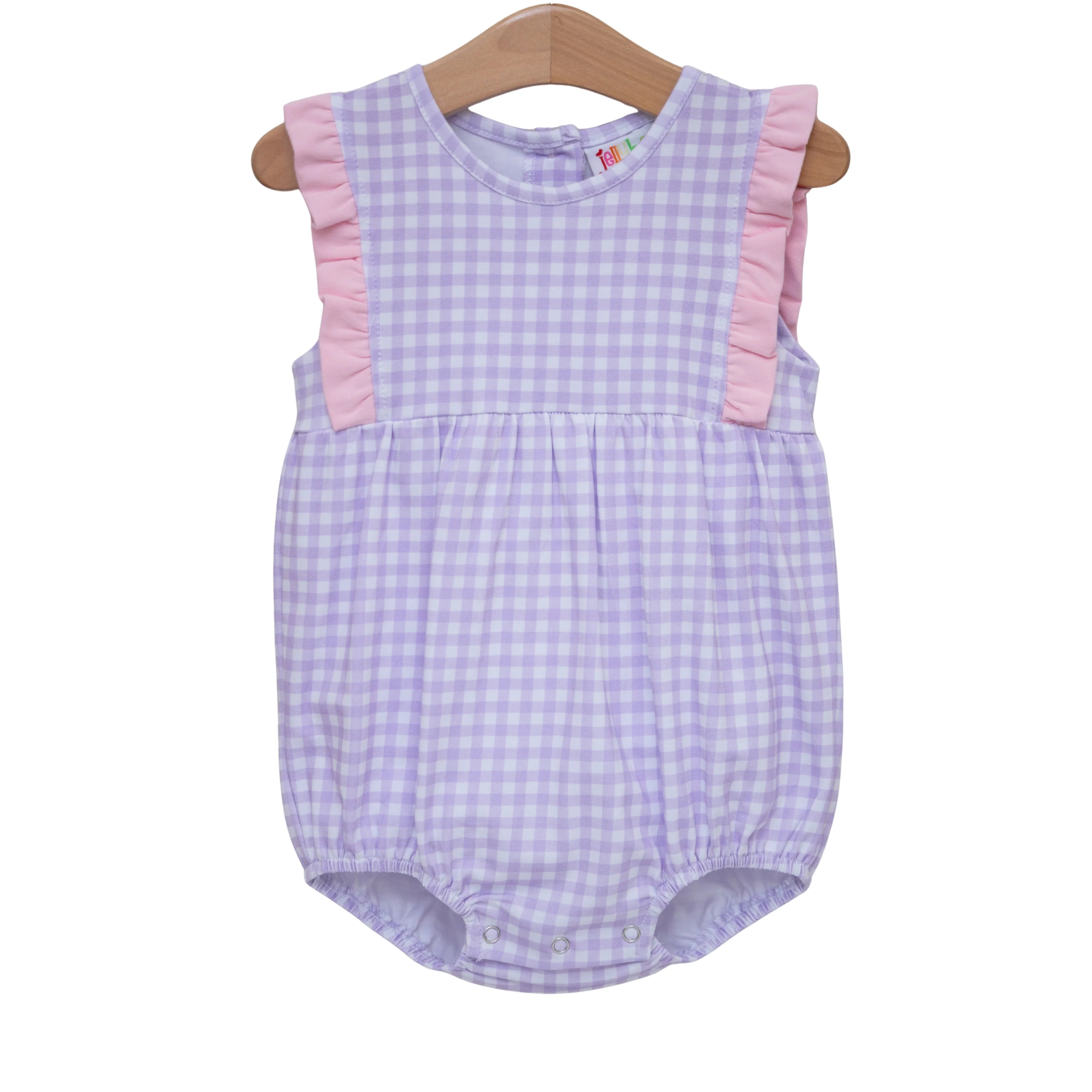 Evie Bubble- Lavender Gingham w/ Light Pink