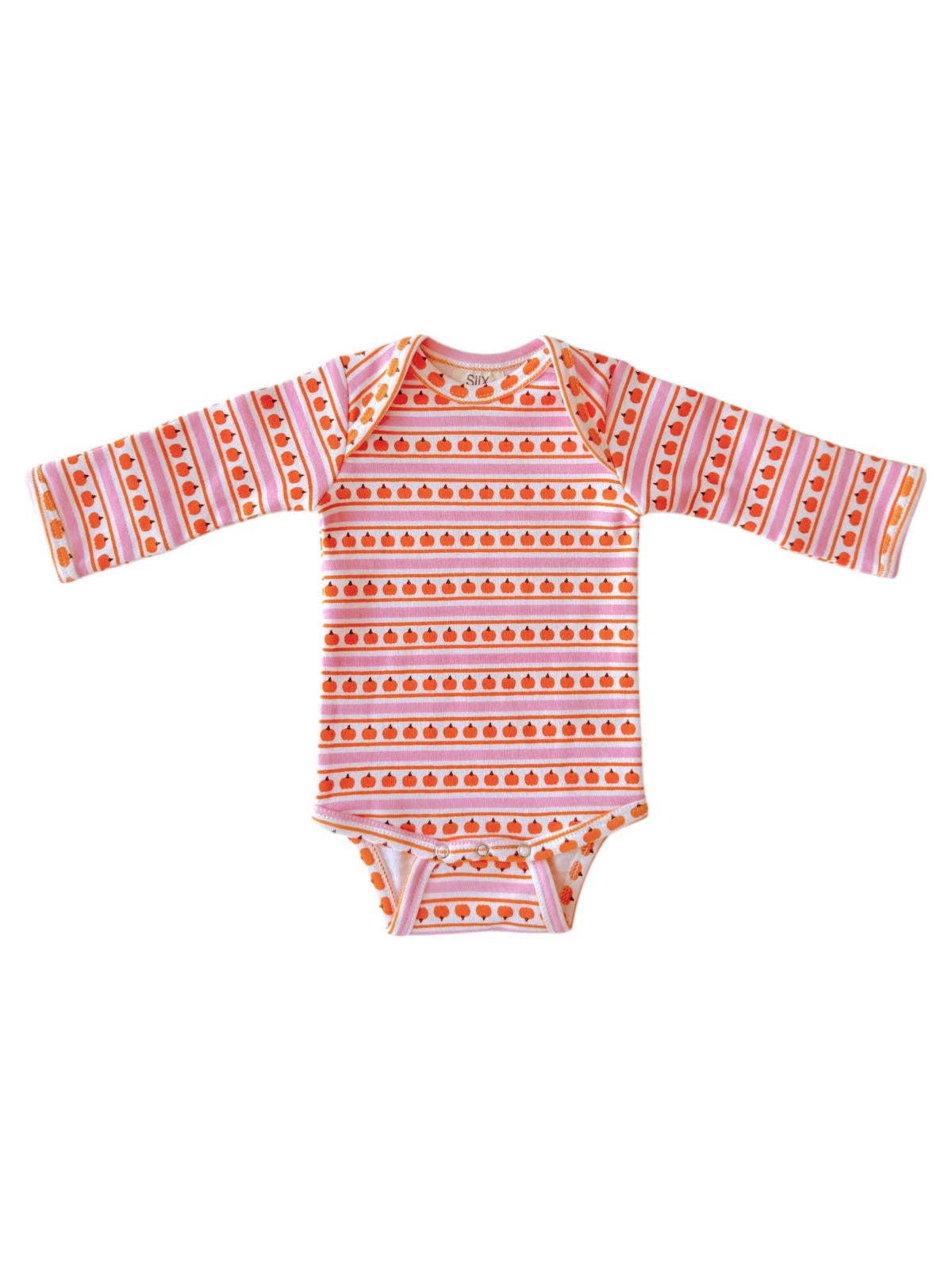 Pumpkin Stripe Pink / Organic Long Sleeve Bodysuit