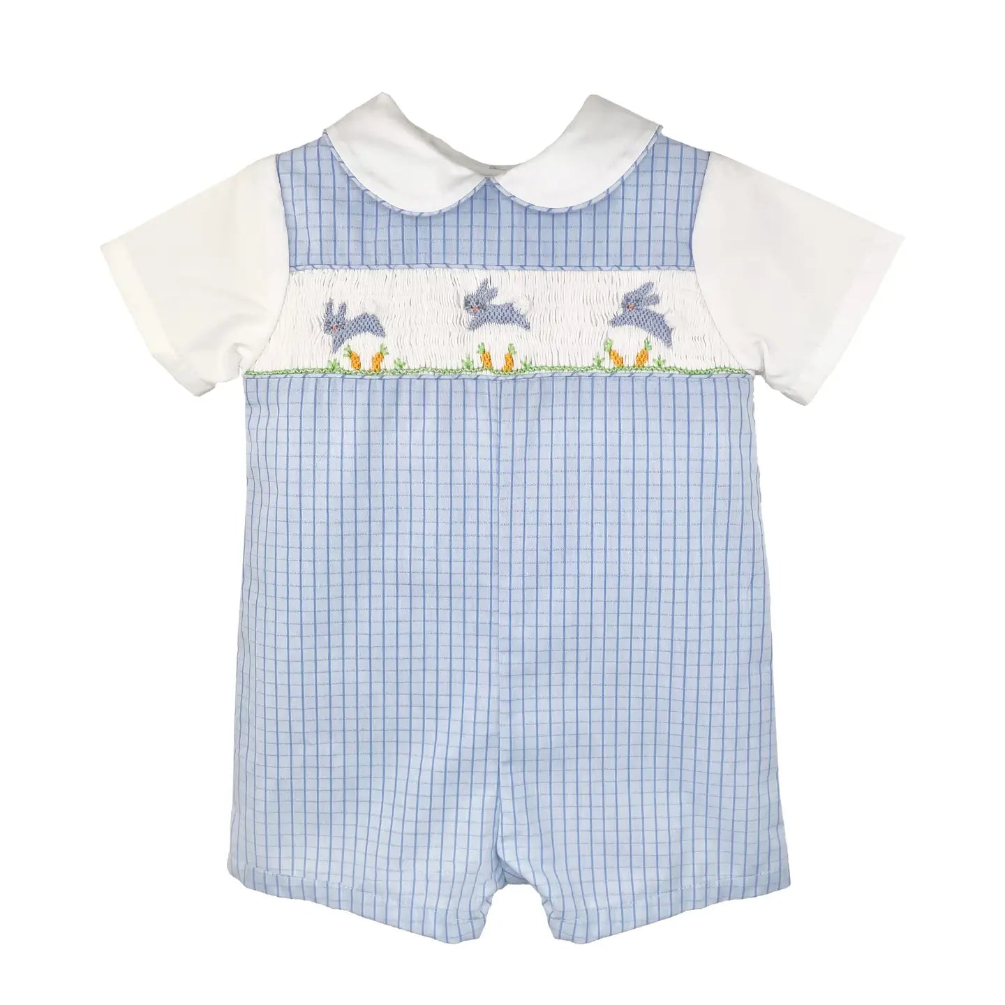Romper with Hand Picture Smocked Bunnies