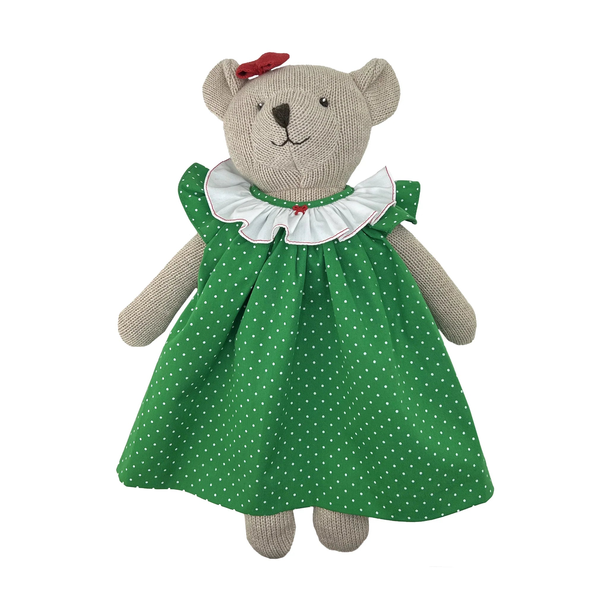 Knit Bear Doll with Green Dot Dress