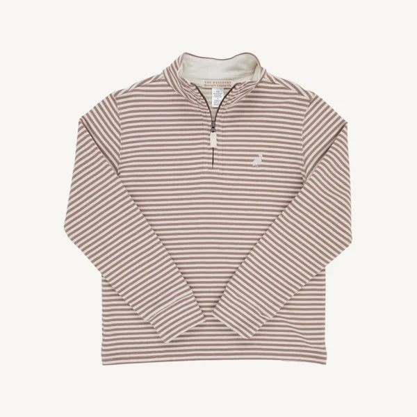 Hayword Half Zip-Palmetto Pearl & Gray Bay Brown Stripe