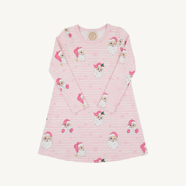 Long Sleeve Polly Play Dress - Dear Santa with Palm Beach Pink