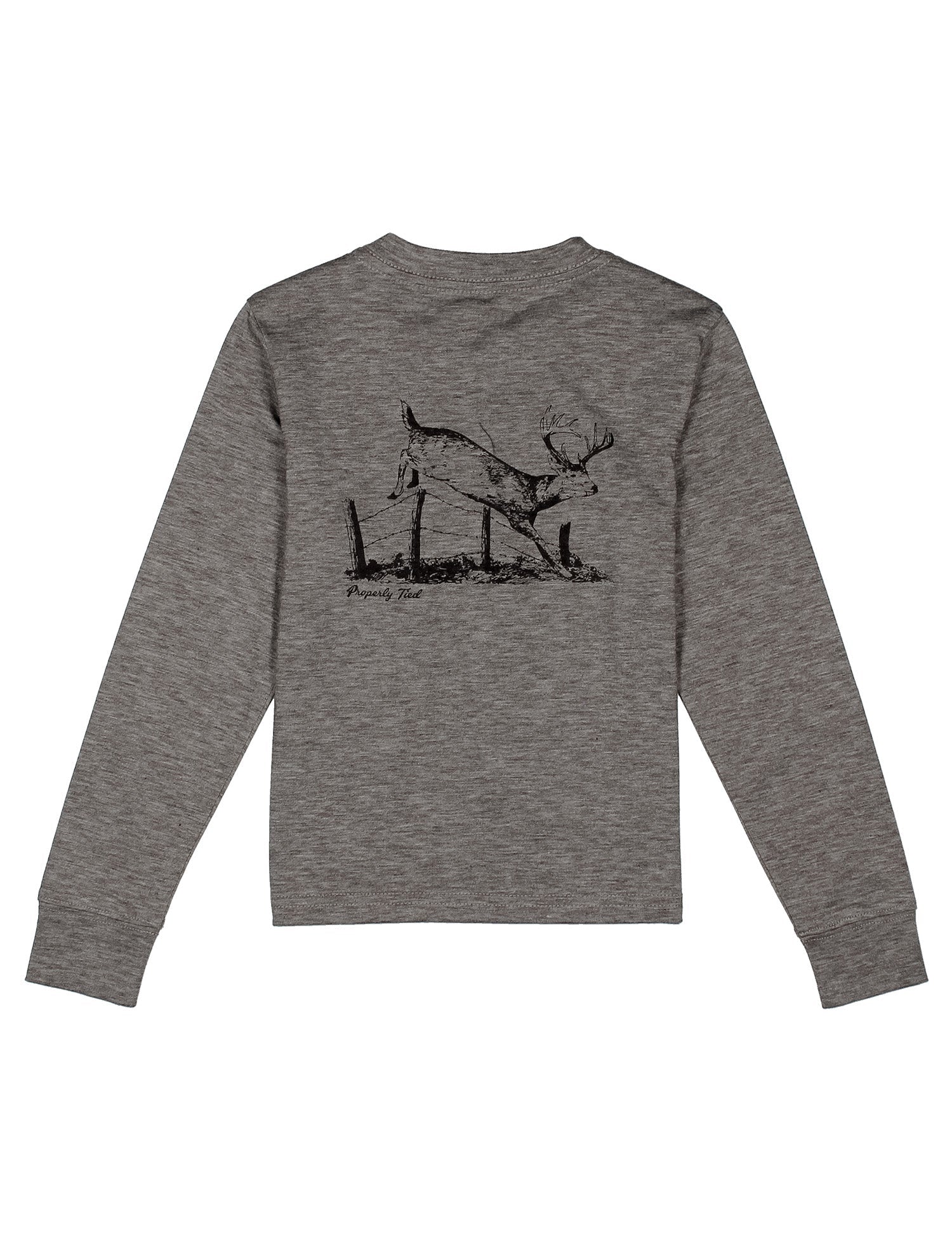 Boys Portland Pocket Tee LS Jumping Buck Gravel