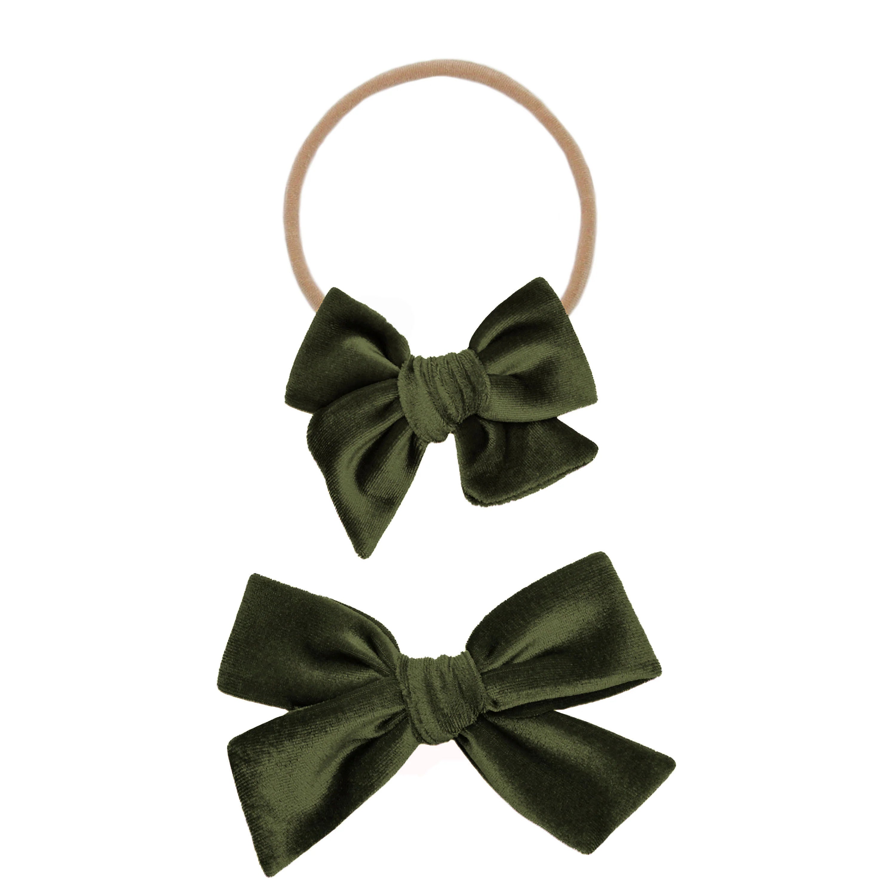 Velvet - Olive Bow Headband