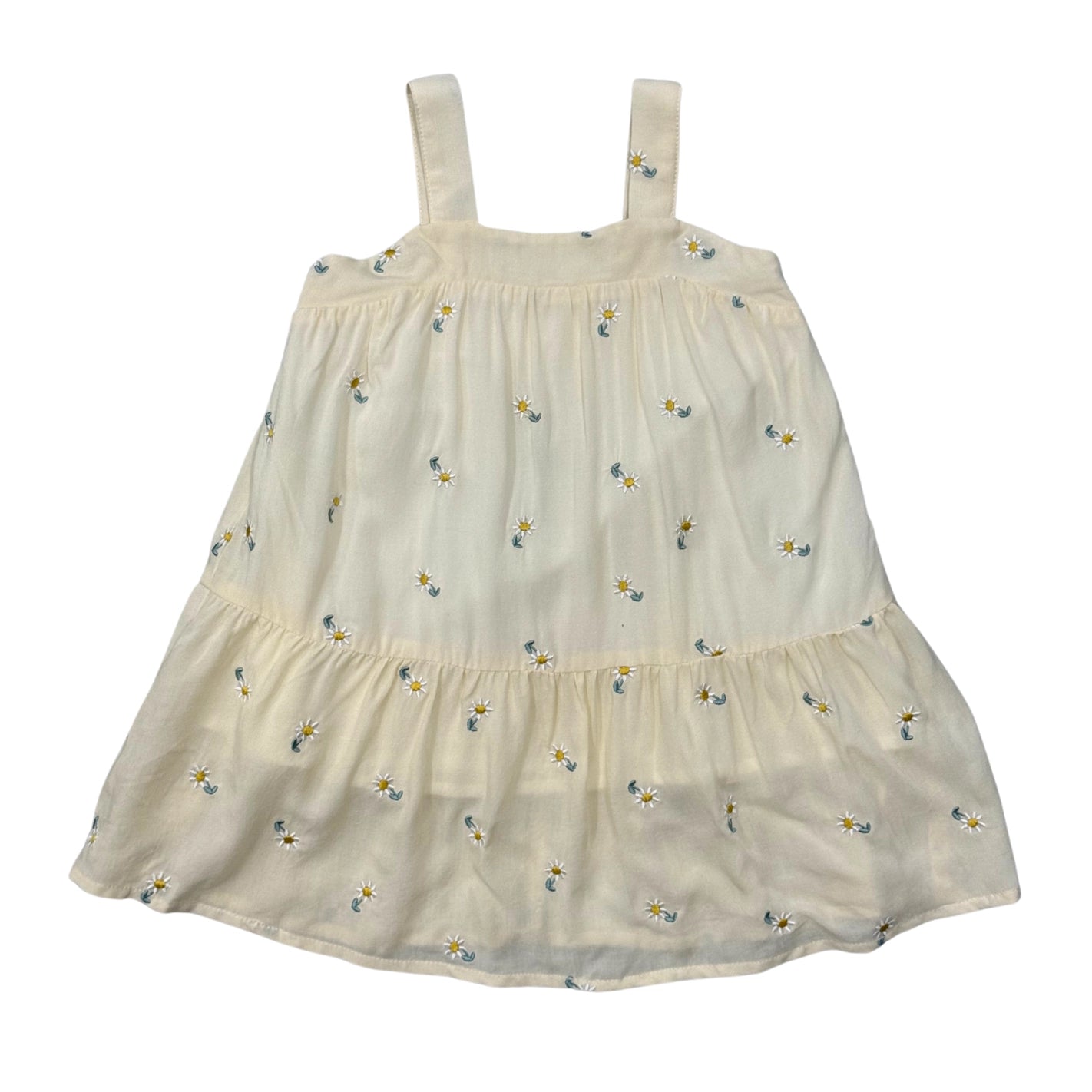 Wide Strap Dress- Embroidery Floral