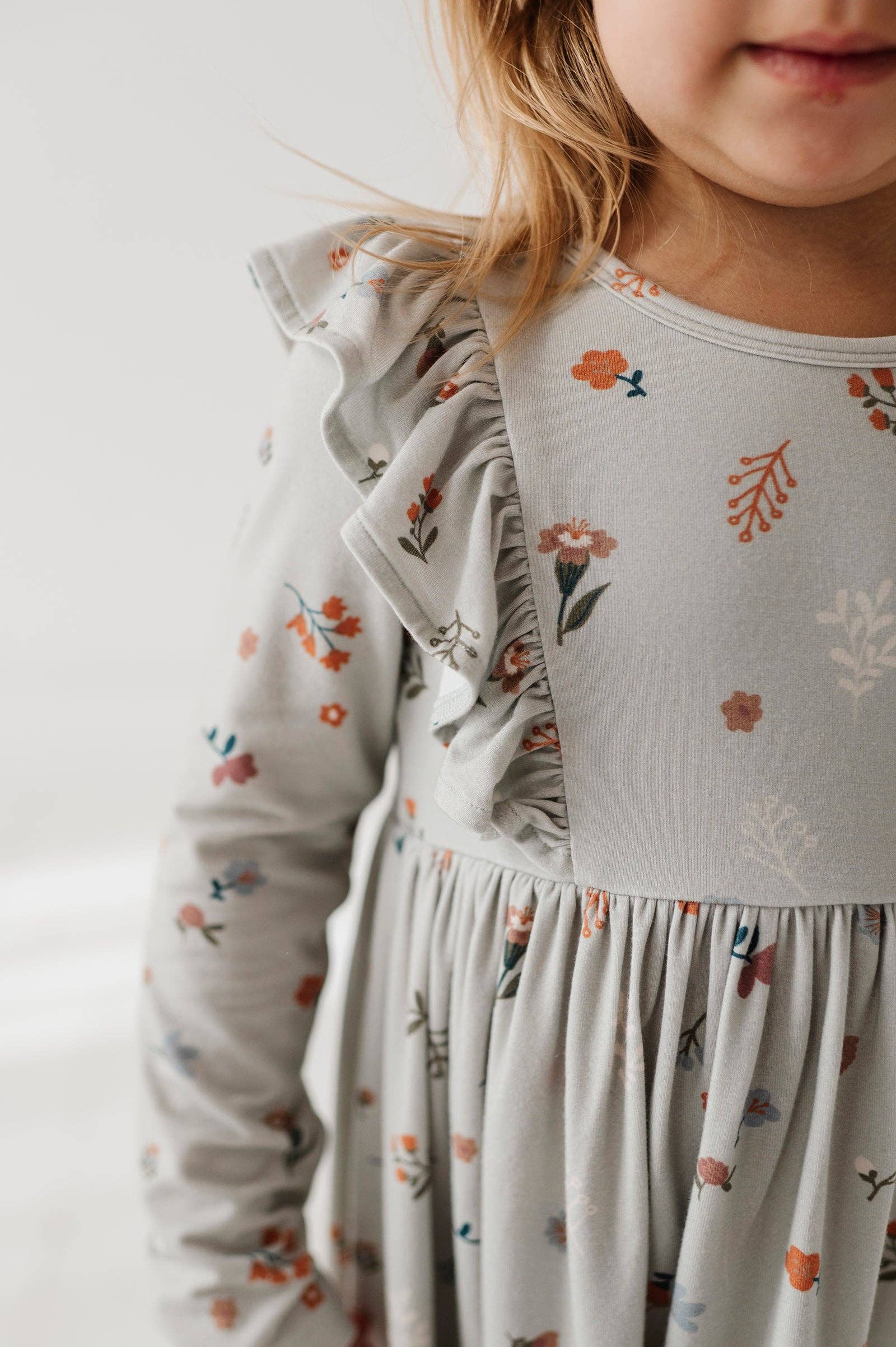 Long Sleeve Ruffle Dress Bamboo