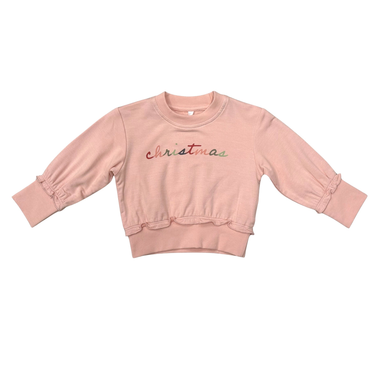 Girl's Ruffle Hem Sweatshirt - Christmas