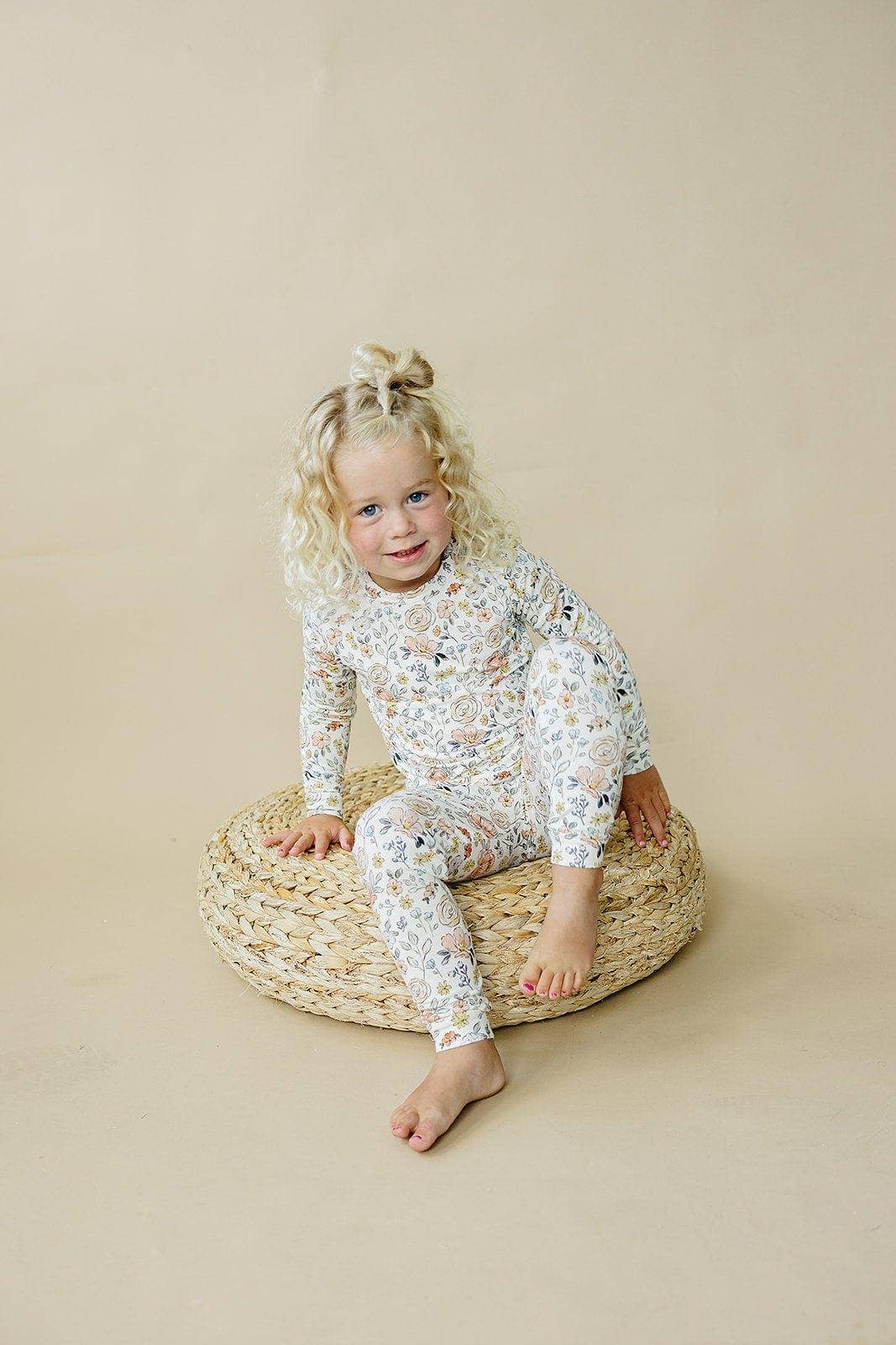 Pastel Petals 2pc Modal Pajamas - Floral Toddler Girl PJ Set