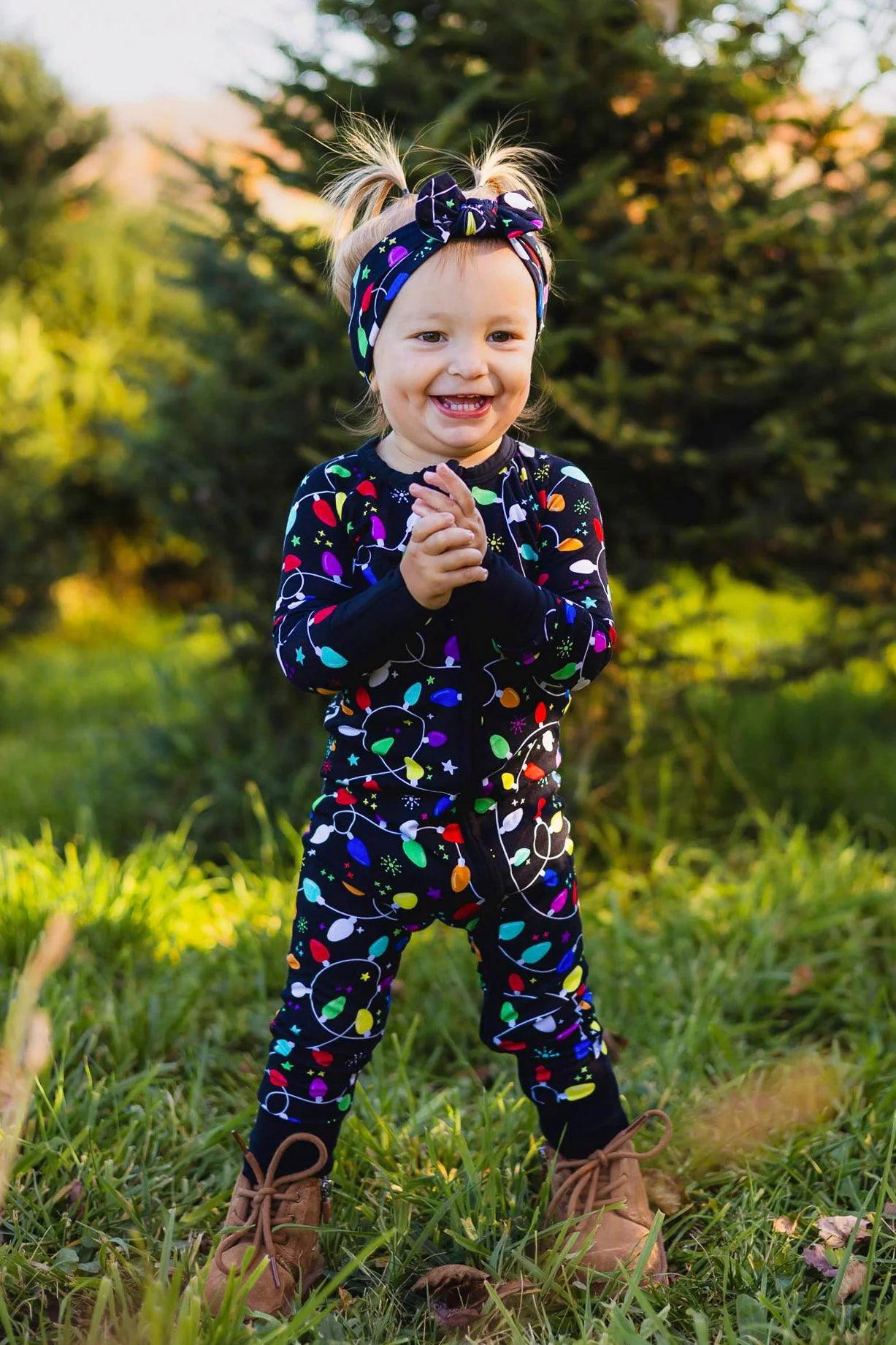 Holiday Lights | Convertible Bamboo Zipper Baby Pajamas