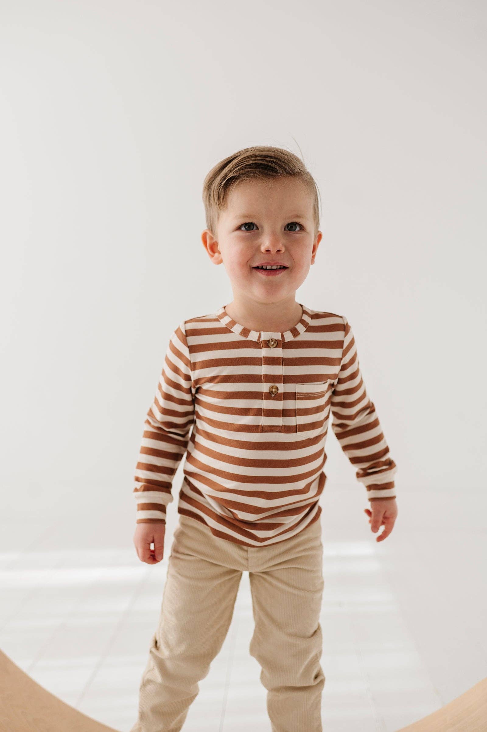 Boy's Long Sleeve Henley Shirt Bamboo