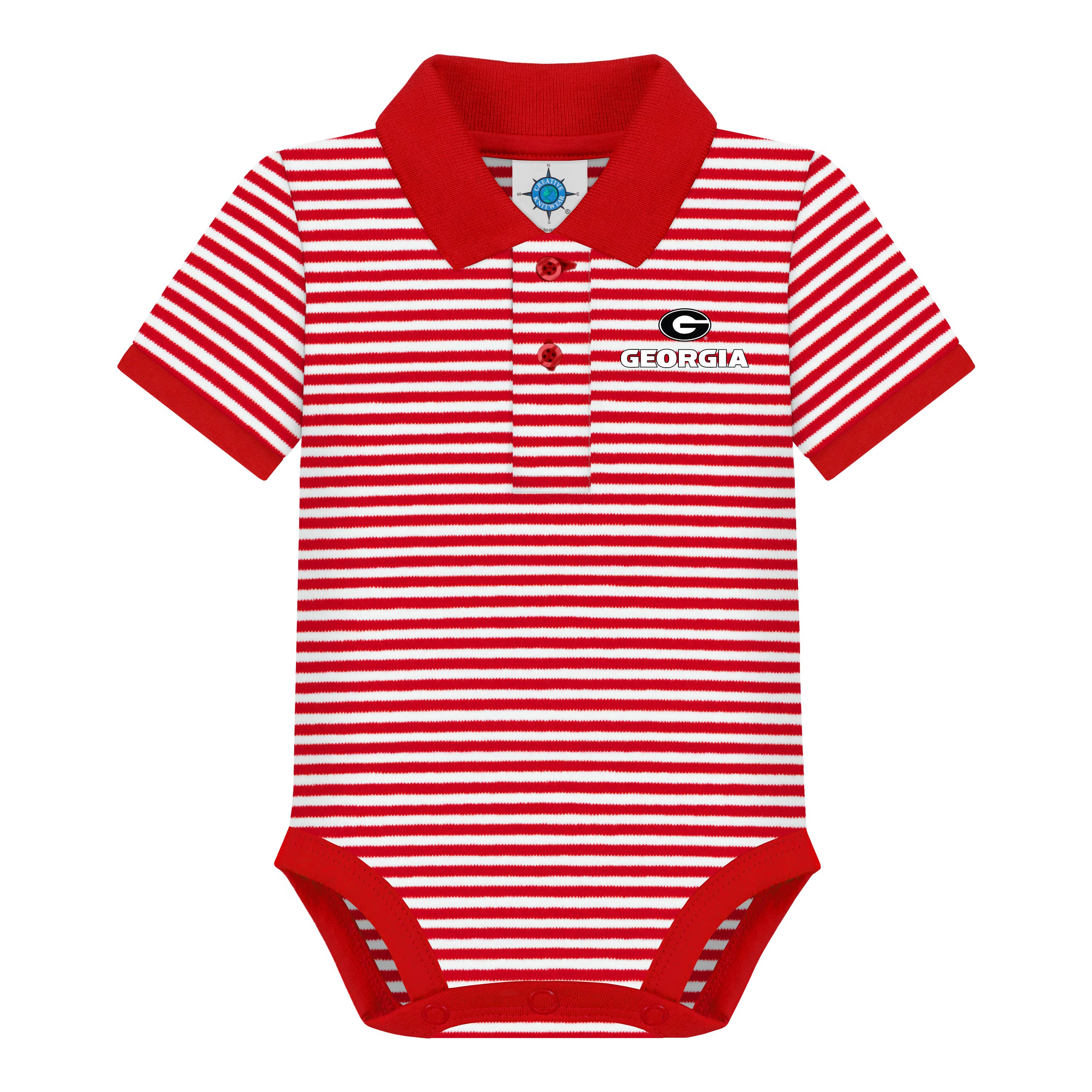 Georgia Bulldogs Striped Infant Polo Bodysuit
