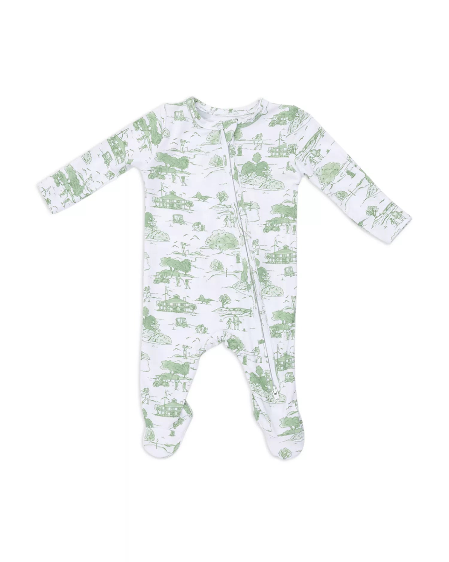 Golf Toile Green - 2 Way Zipper Footie