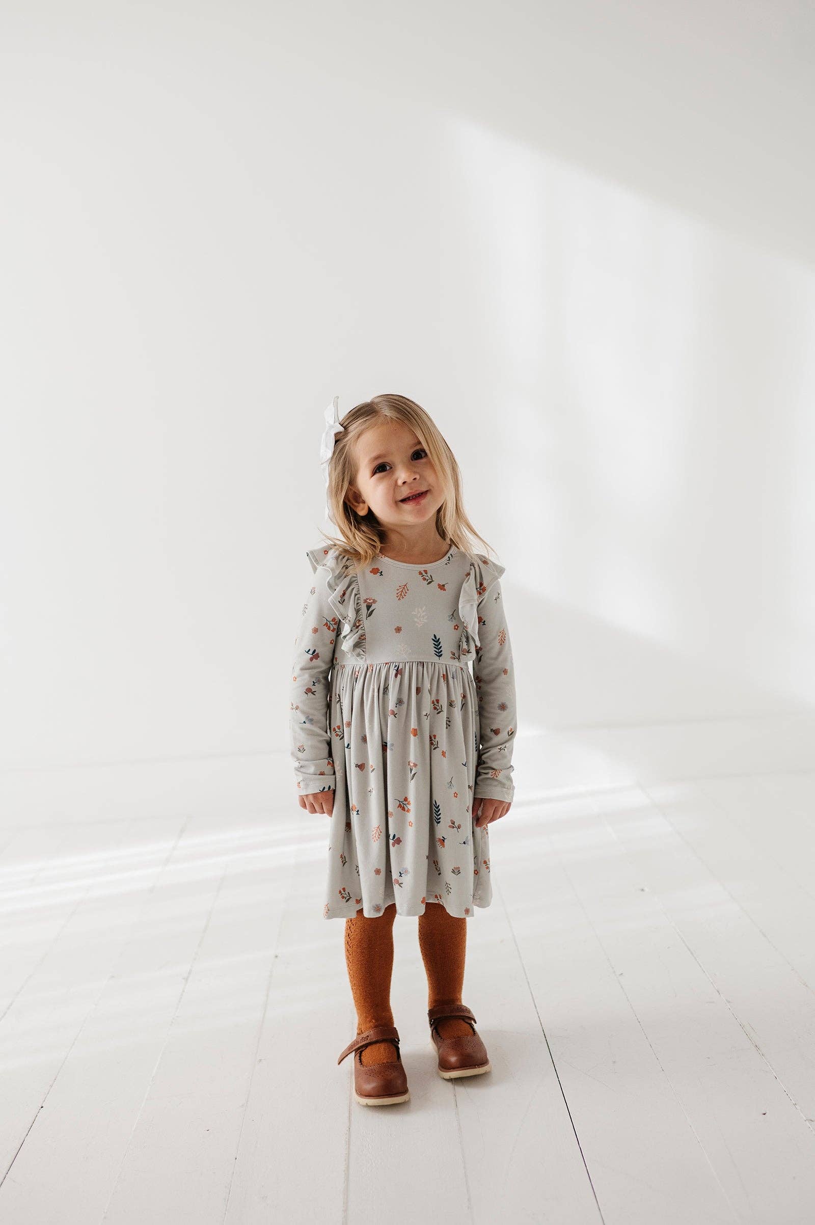 Long Sleeve Ruffle Dress Bamboo