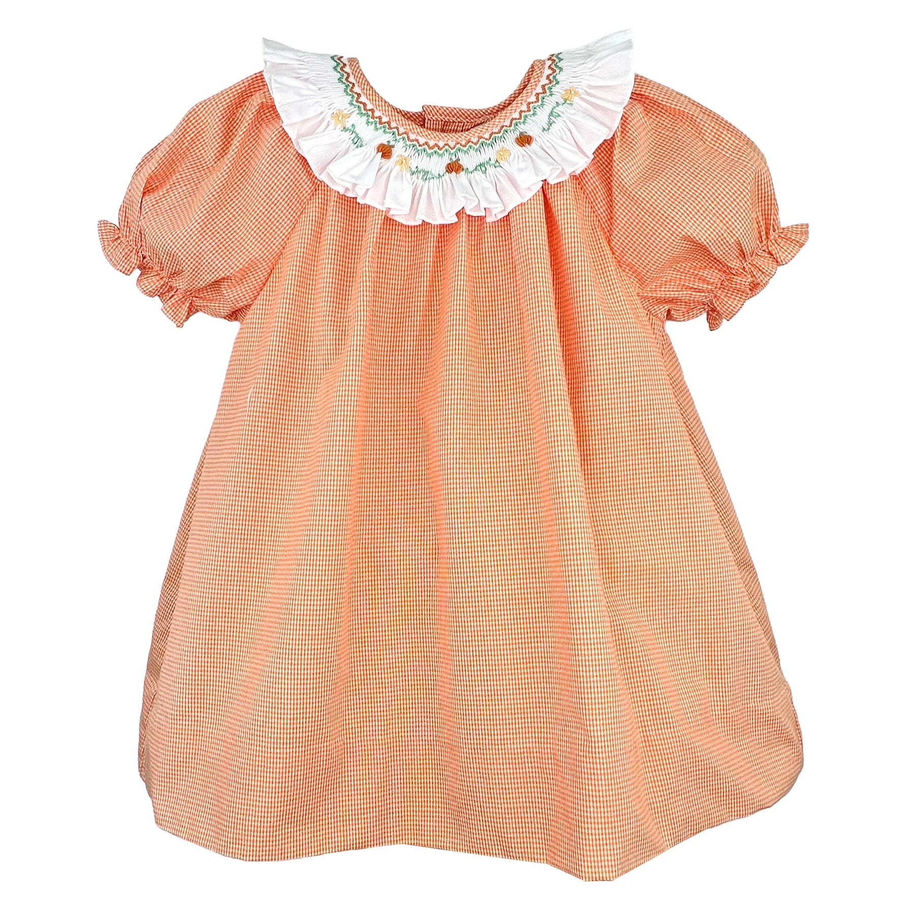 Dress with Smocked Collar and Bullion Pumpkins