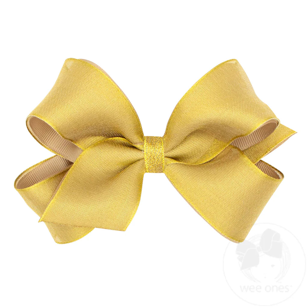 Medium Deluxe Metallic Mesh with Grosgrain Underlay Hair Bow