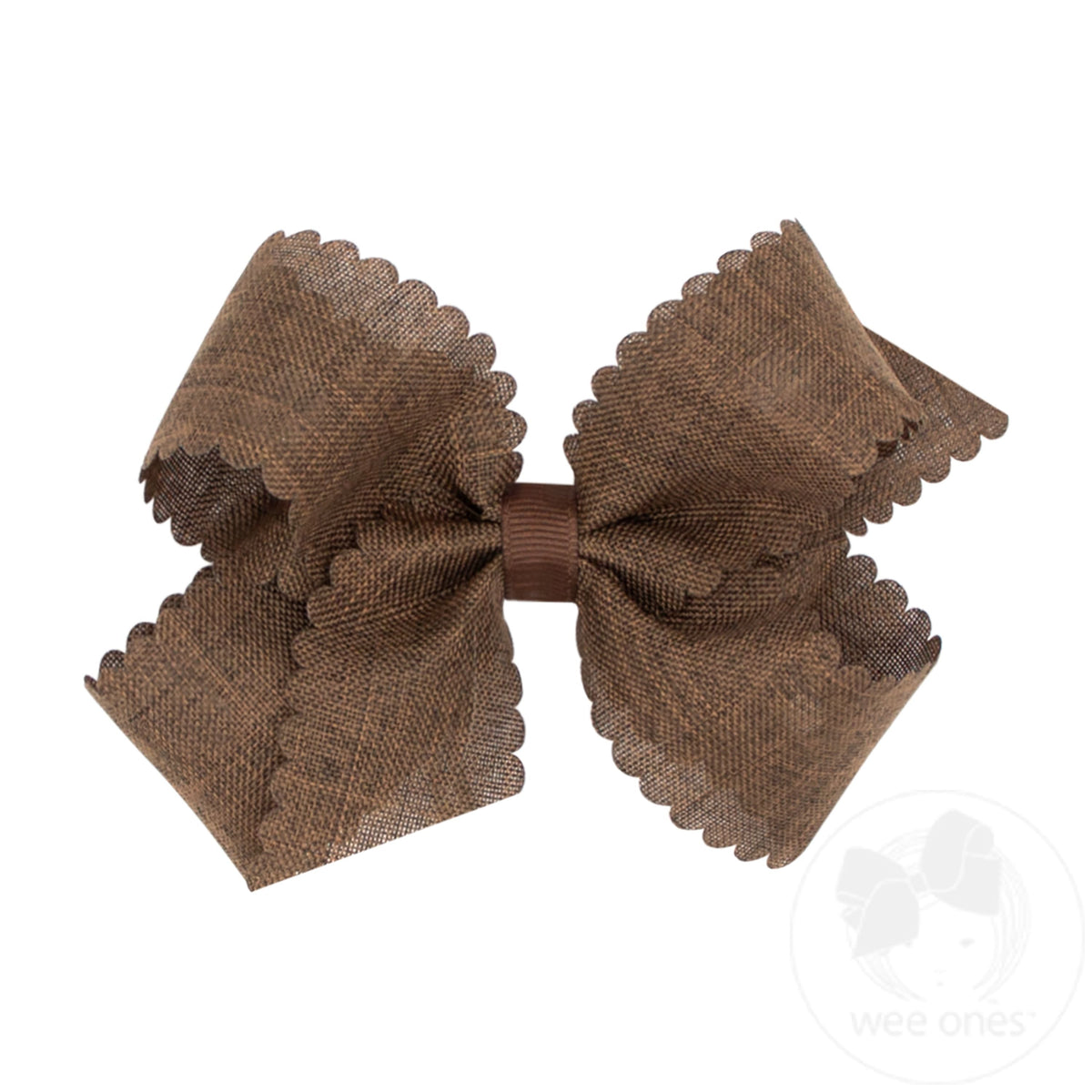 Medium Linen Scalloped Edge Hair Bow