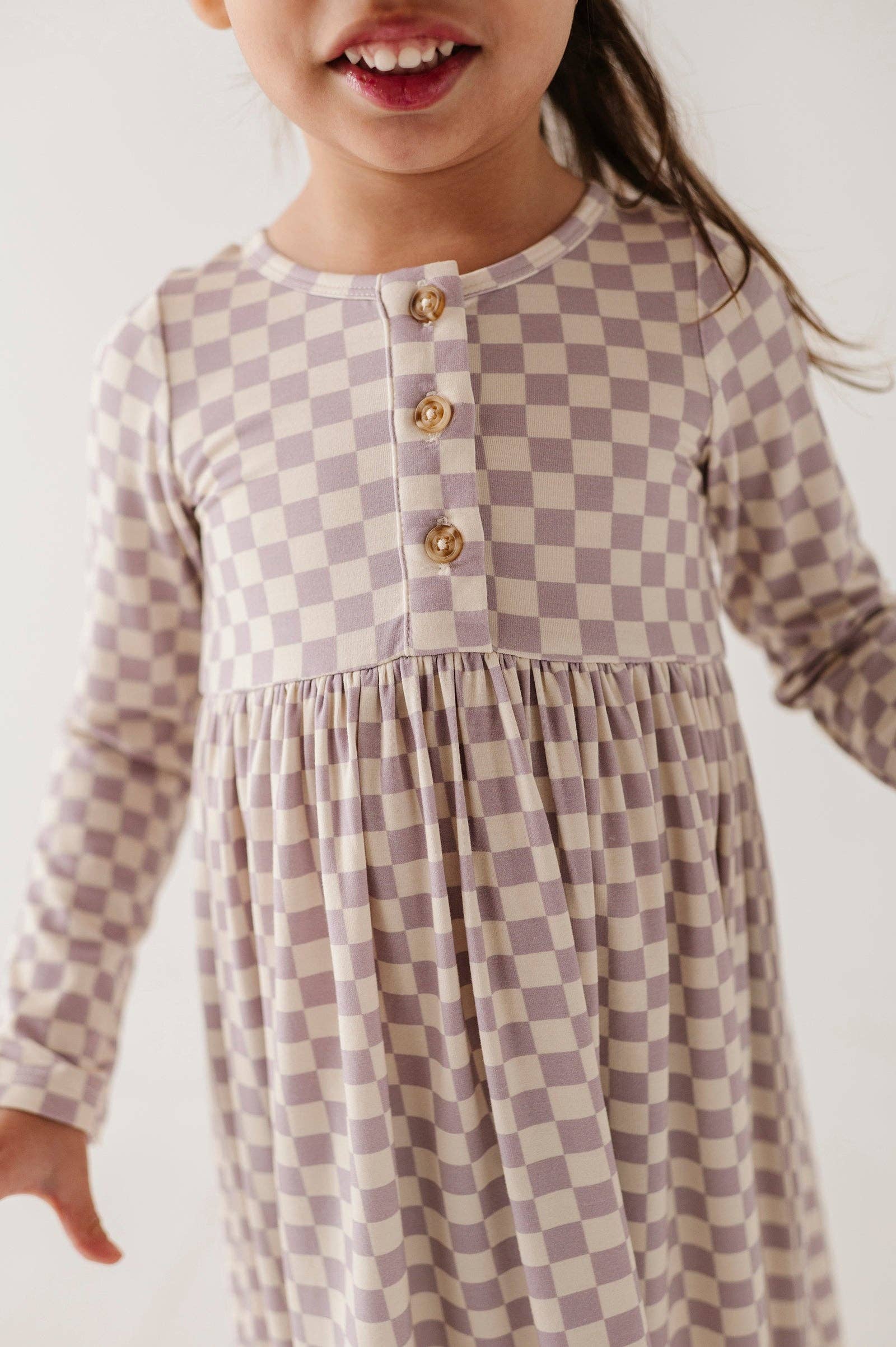Long Sleeve Henley Dress Bamboo