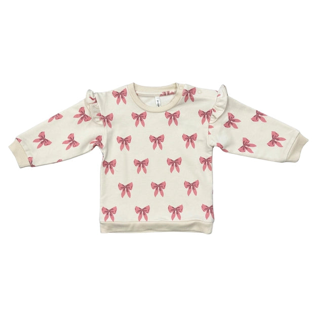 Girl's Ruffle Sweatshirt - Rose Elegance Bows