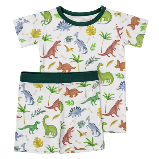 Dinosaur Land | Two-Piece Bamboo Short Sleeve Toddler & Kids Apparel Set