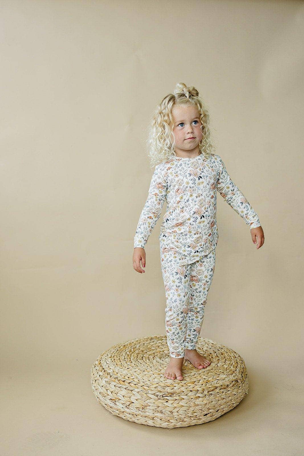 Pastel Petals 2pc Modal Pajamas - Floral Toddler Girl PJ Set