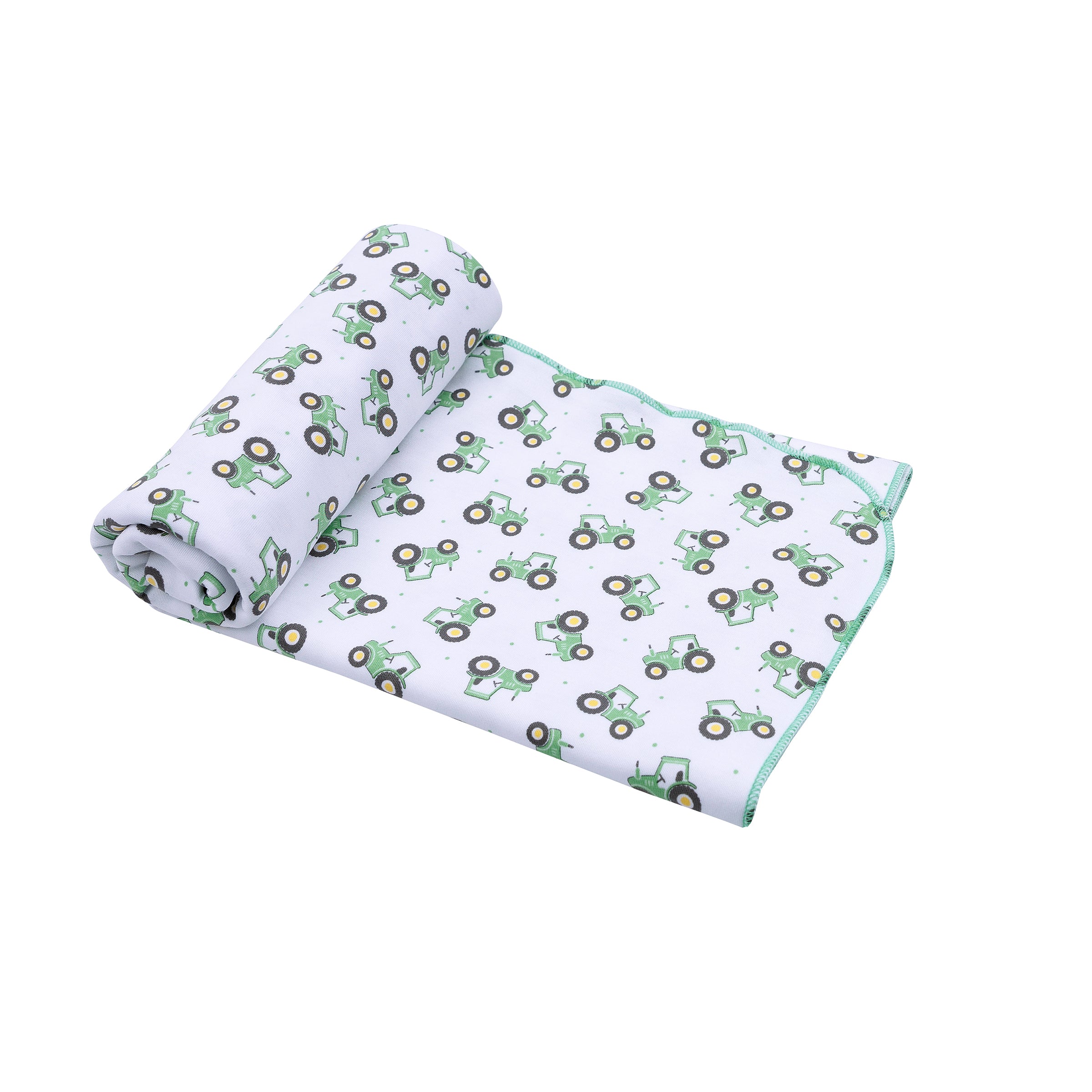 Lil' Green Tractor Print Swaddle Blanket