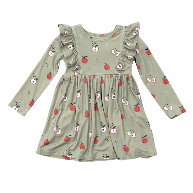 Long Sleeve Ruffle Dress-Apple