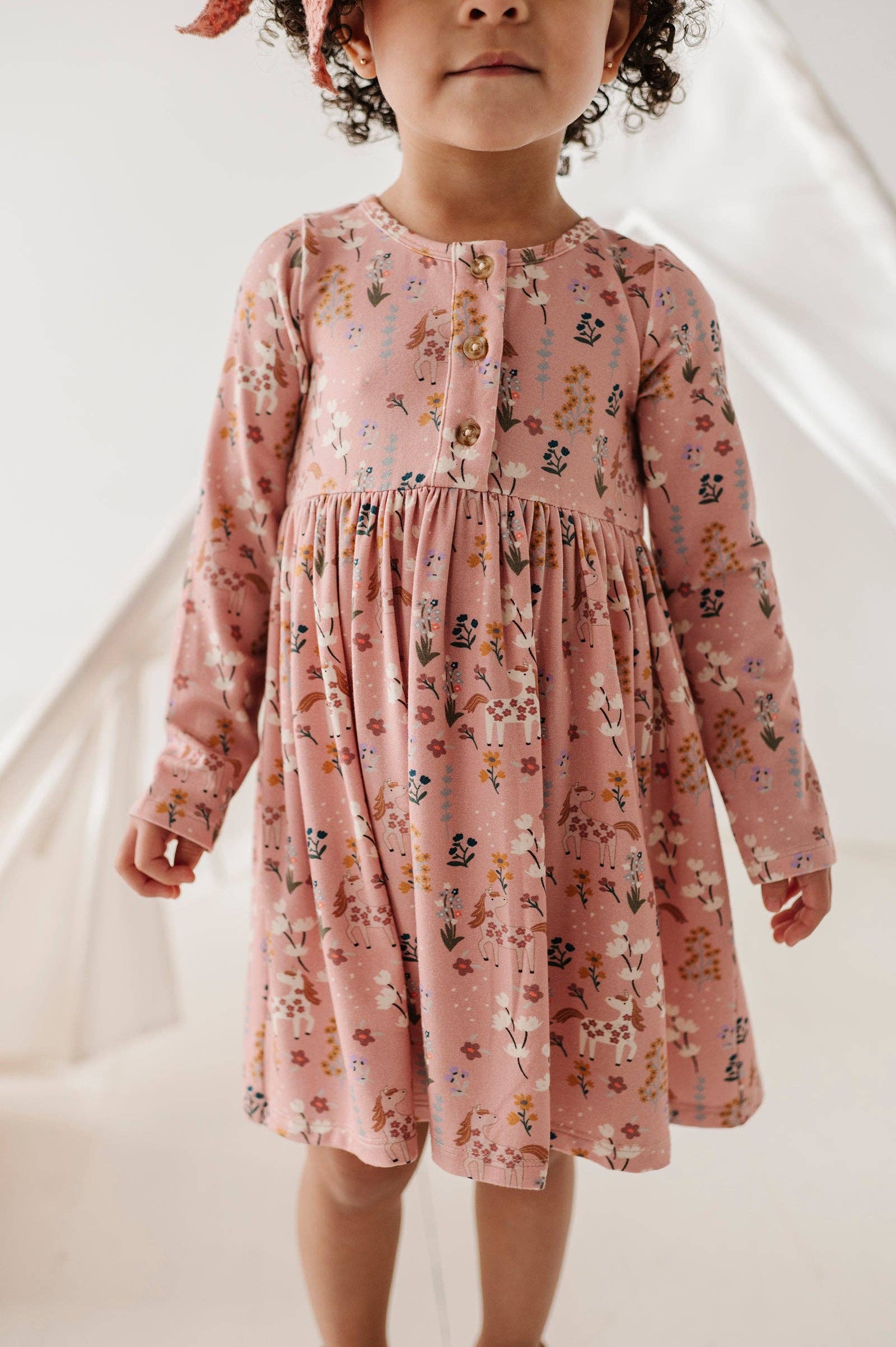 Long Sleeve Henley Dress Bamboo