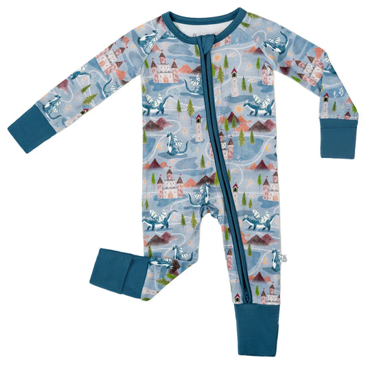 Castles & Dragons | Convertible Bamboo Zipper Baby Pajamas