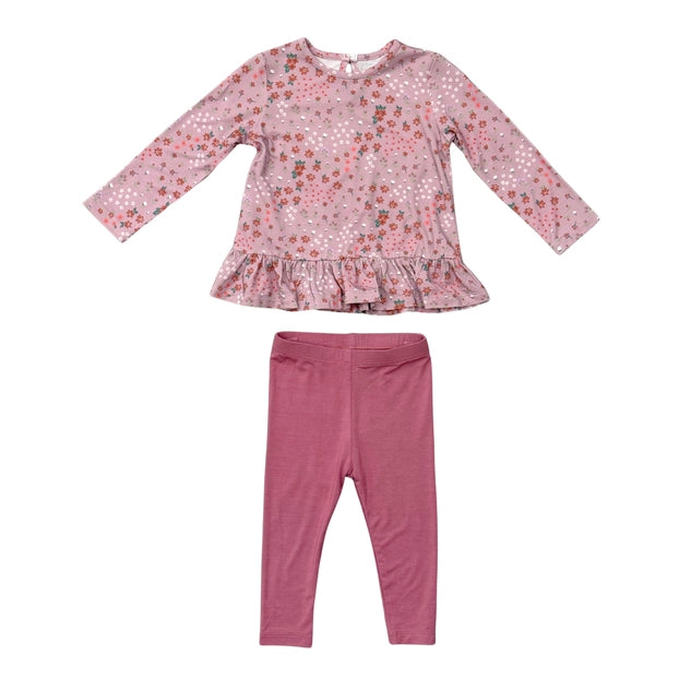 Long Sleeve Peplum Set-Mini Lilac Cluster