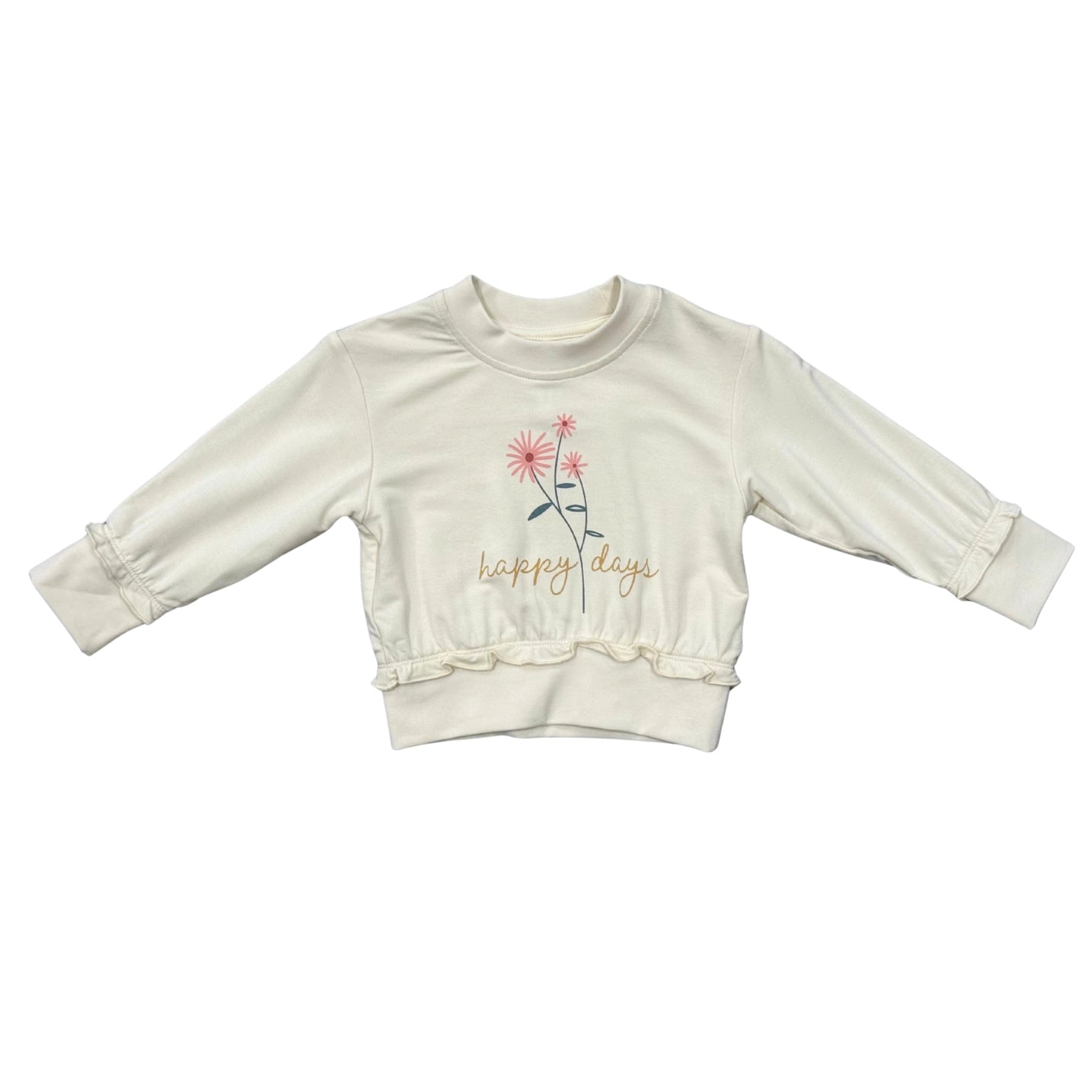 Girl's Ruffle Hem Sweatshirt-Happy Days