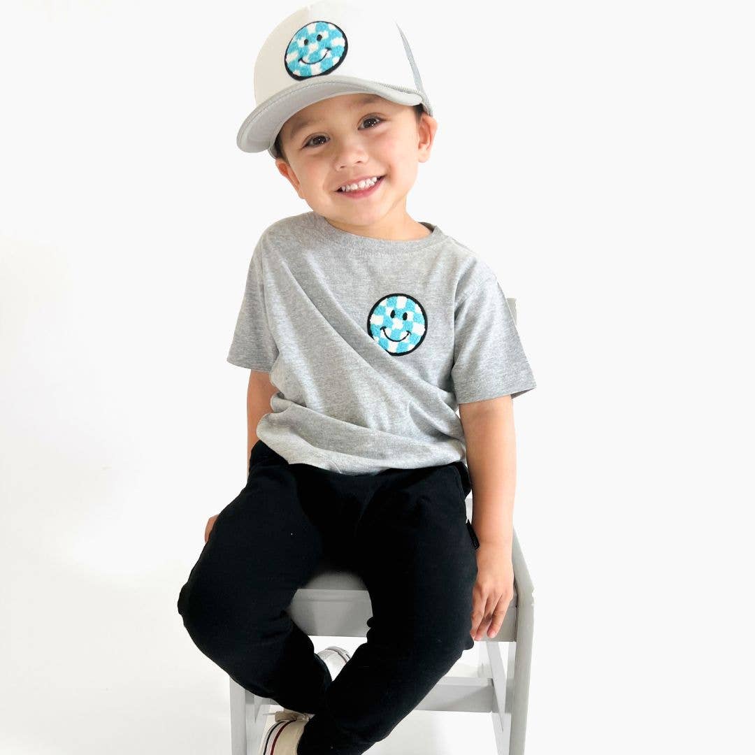 Smiley Checker Patch Trucker Hat - Kids Spring Hat