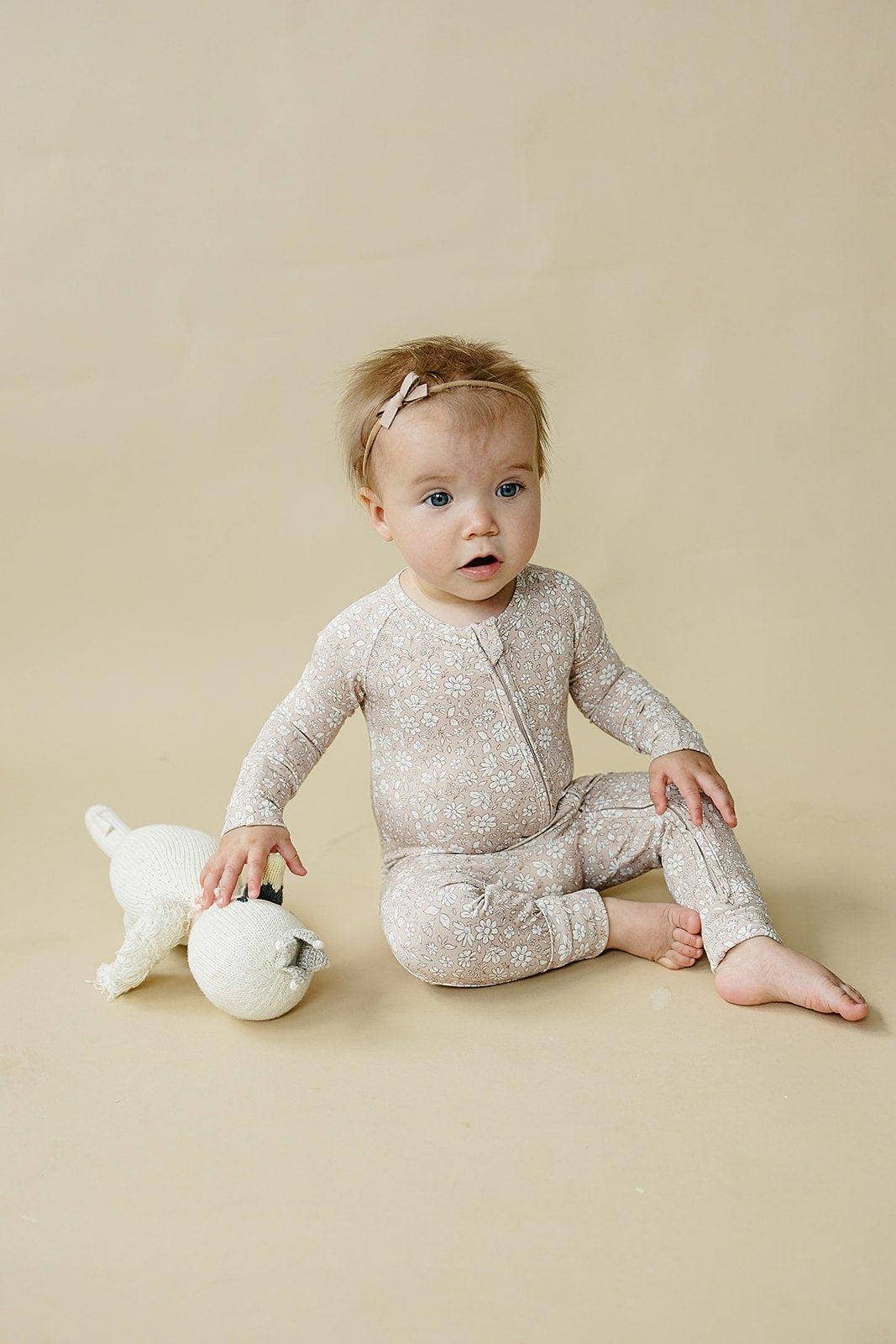 Dainty Ditsy Bamboo Zippy Romper Baby Girl Pajamas Floral