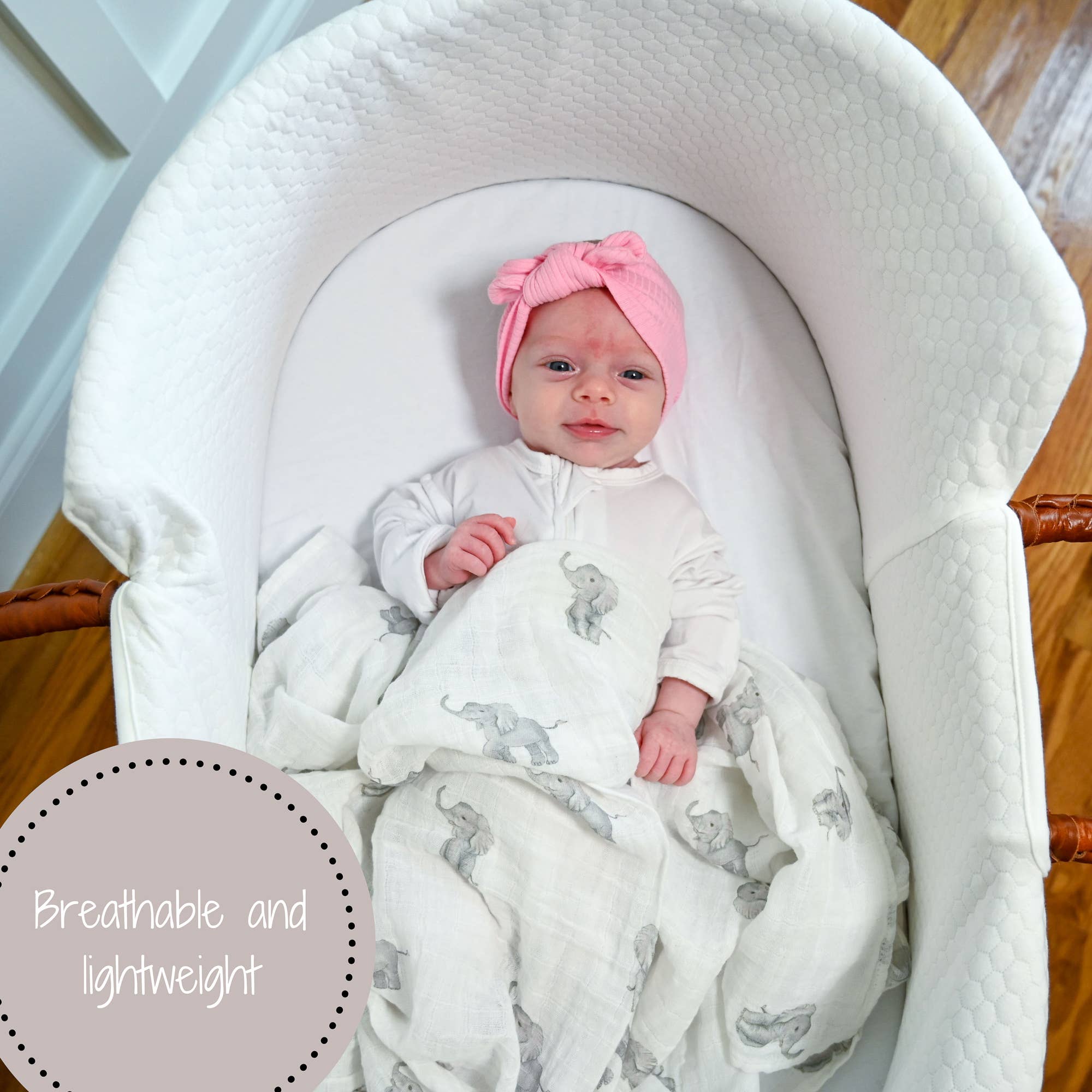 Baby Elephant Muslin Swaddle Blanket