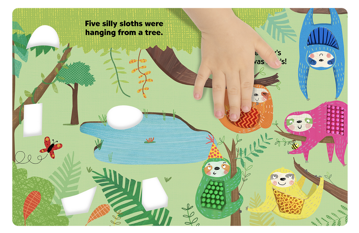 Five Silly Sloths- Silicone Touch and Feel Board Book - Counting