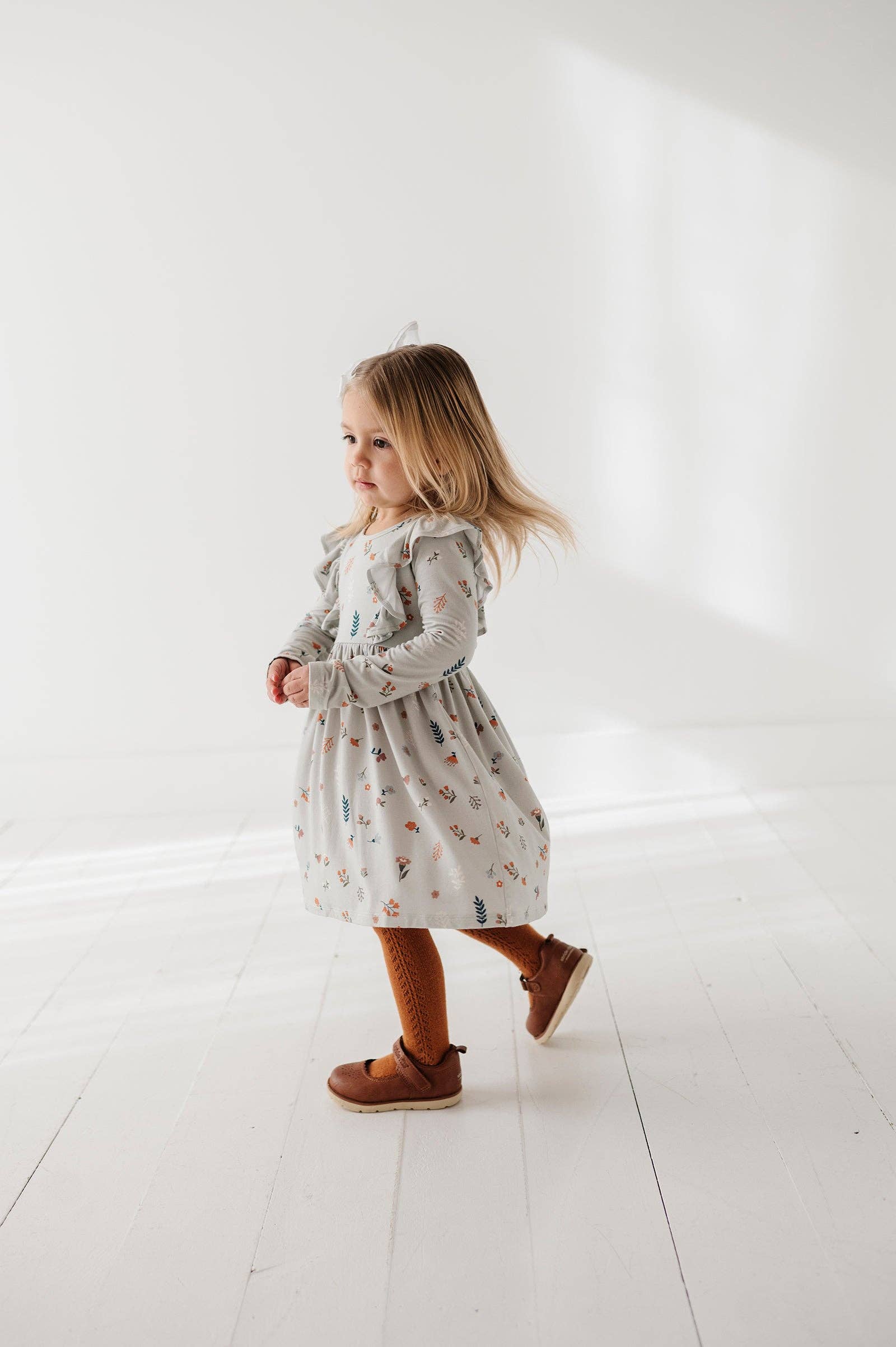 Long Sleeve Ruffle Dress Bamboo