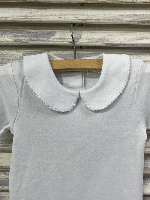 Short Sleeve Peter Pan Collar Bodysuit WITH Crochet