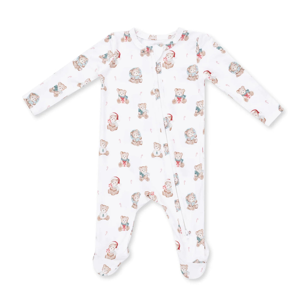 Christmas Teddy Bears Uni - Bamboo Zipper Footie