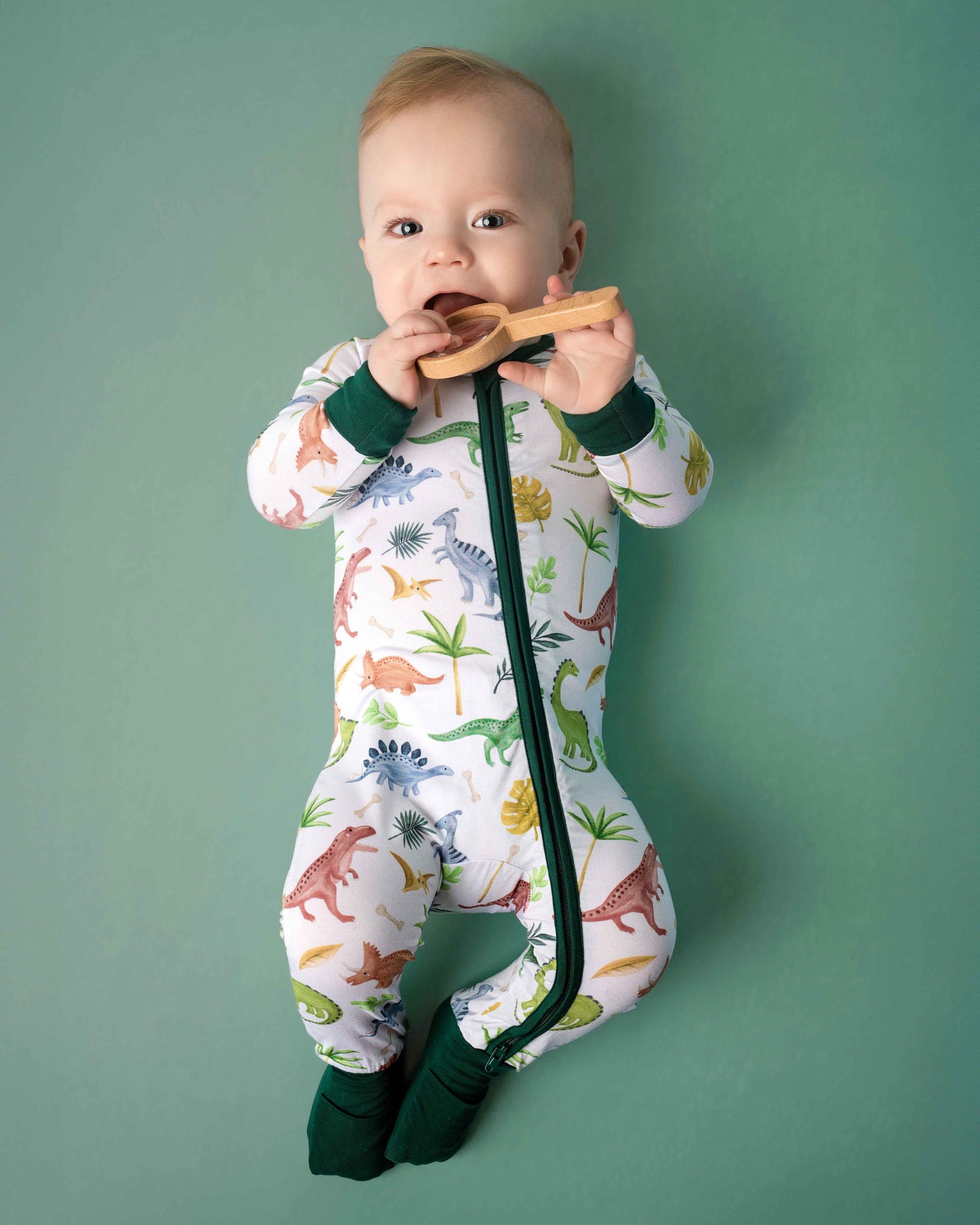 Dinosaur Land | Convertible Bamboo Zipper Baby Pajamas