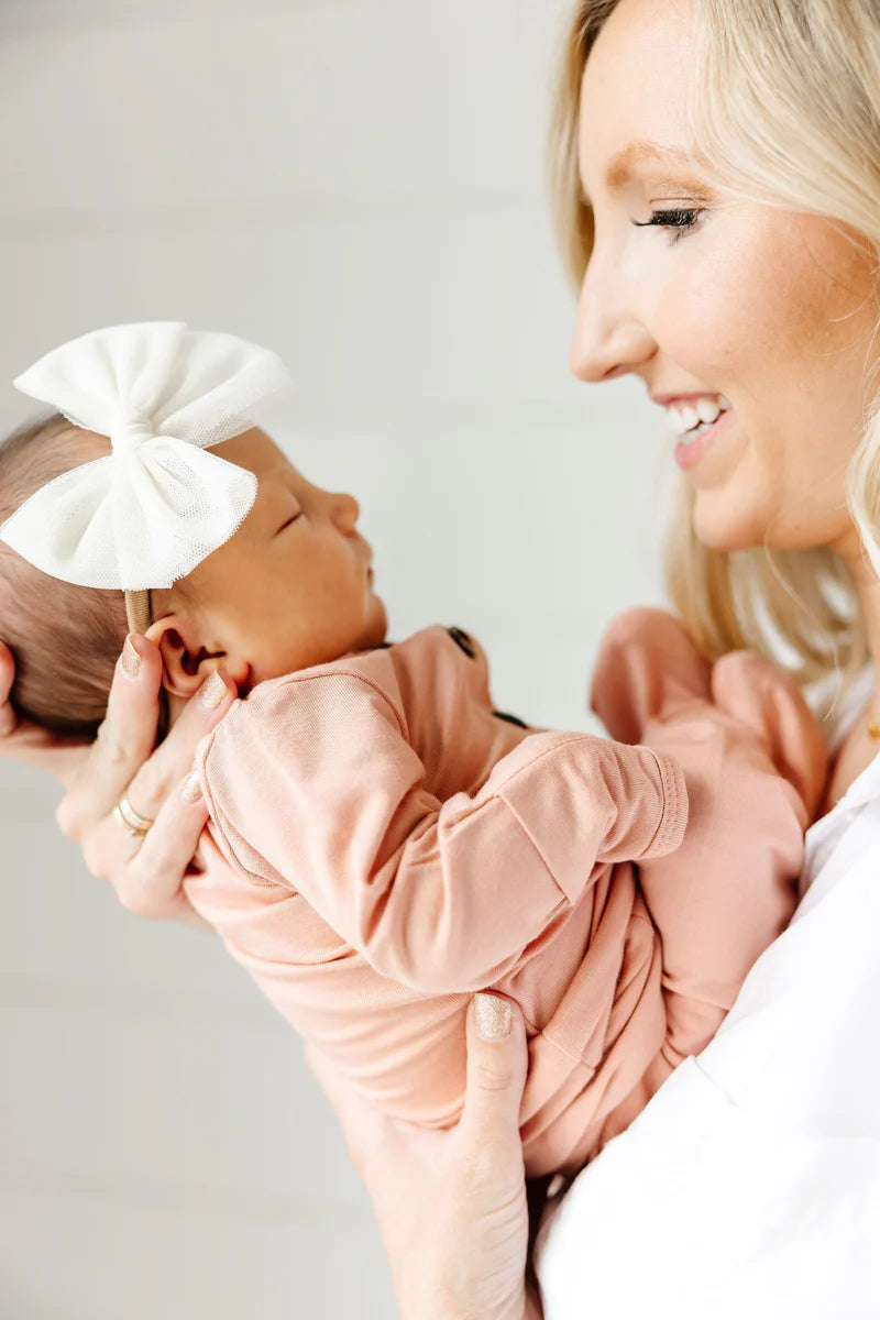 Velvet-Ivory Bow Headband