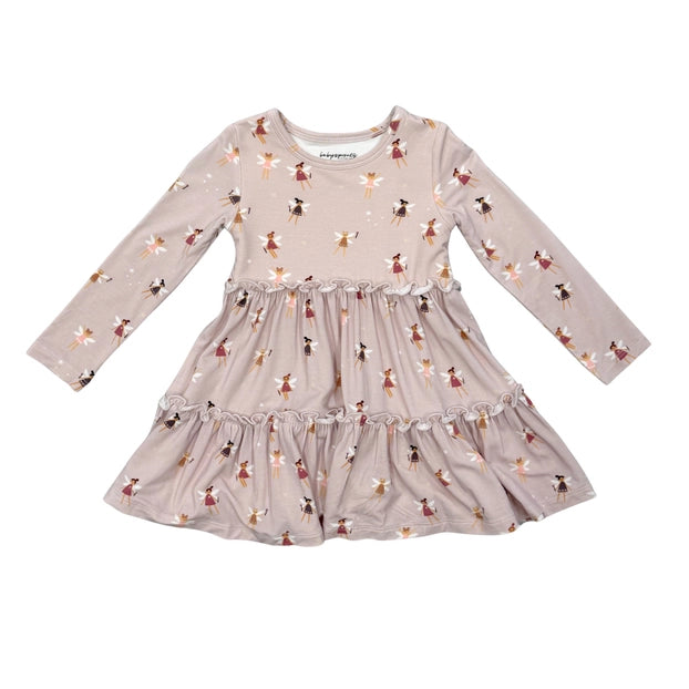 Girl's Long Sleeve Double Tiered Dress - Fairies