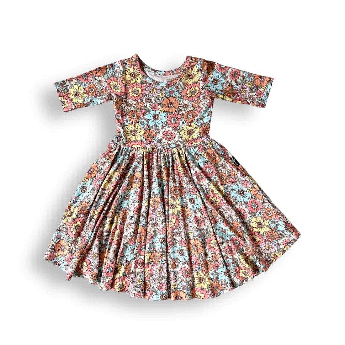 Spring Floral Mid-Sleeve Twirl Dress