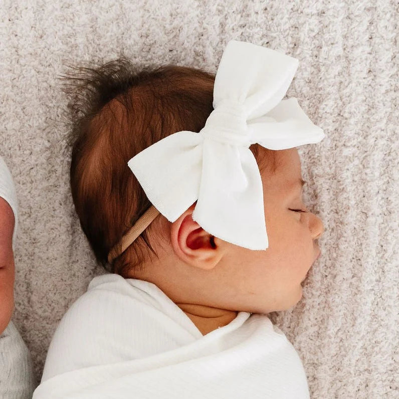 Velvet-Ivory Bow Headband