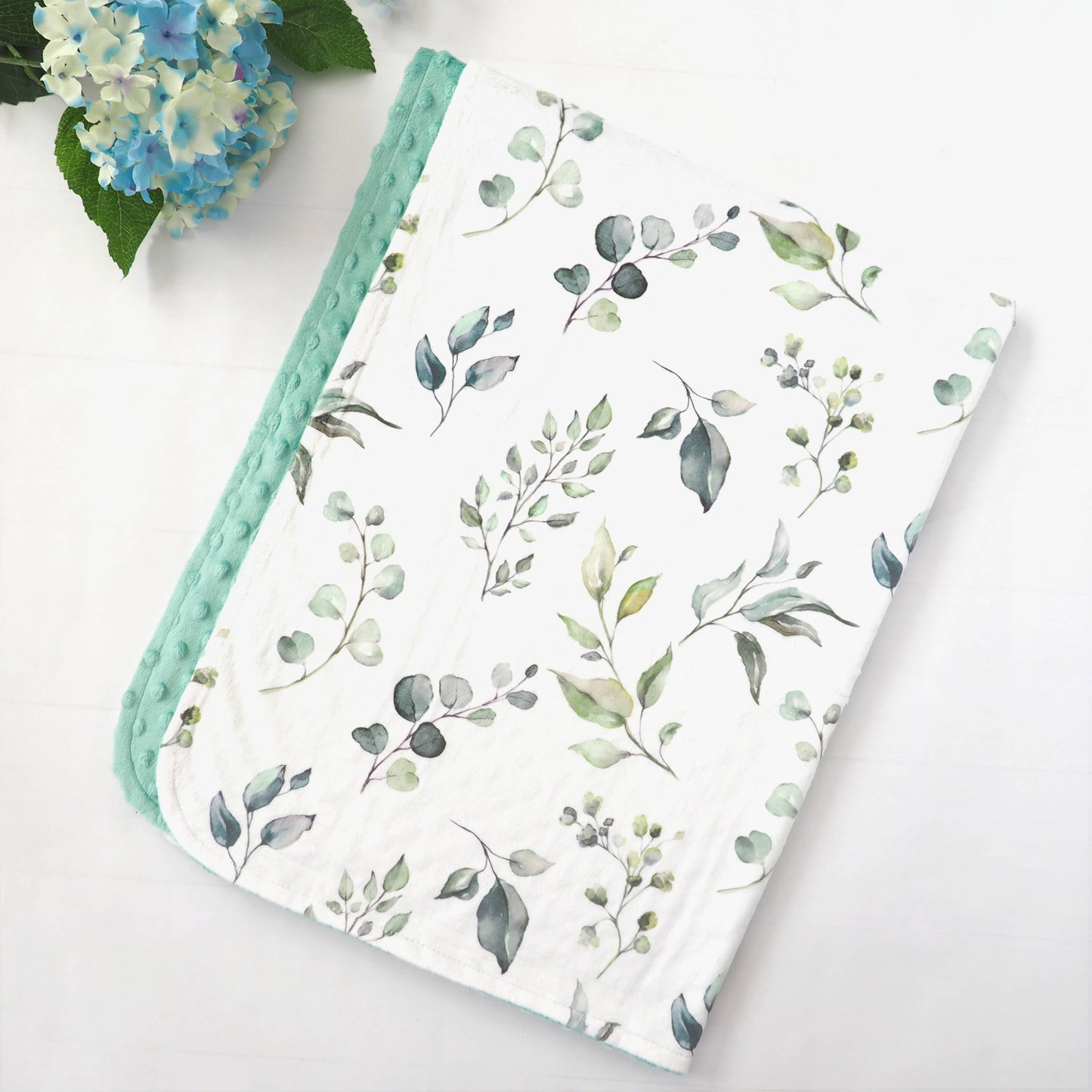 Premium Baby & Toddler Minky Blanket - Eucalyptus Greenery