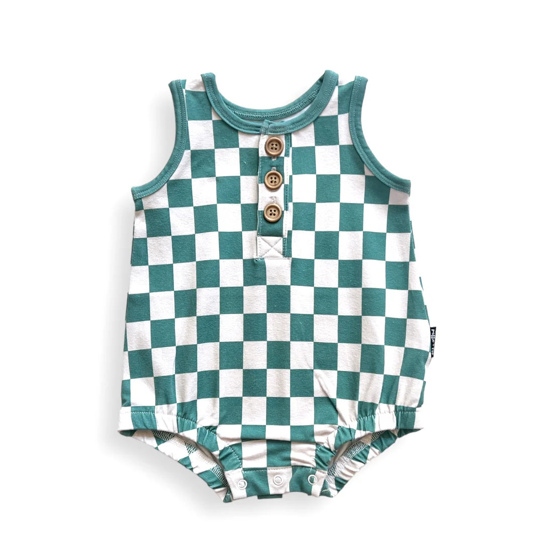 Sage Check Cotton Romper