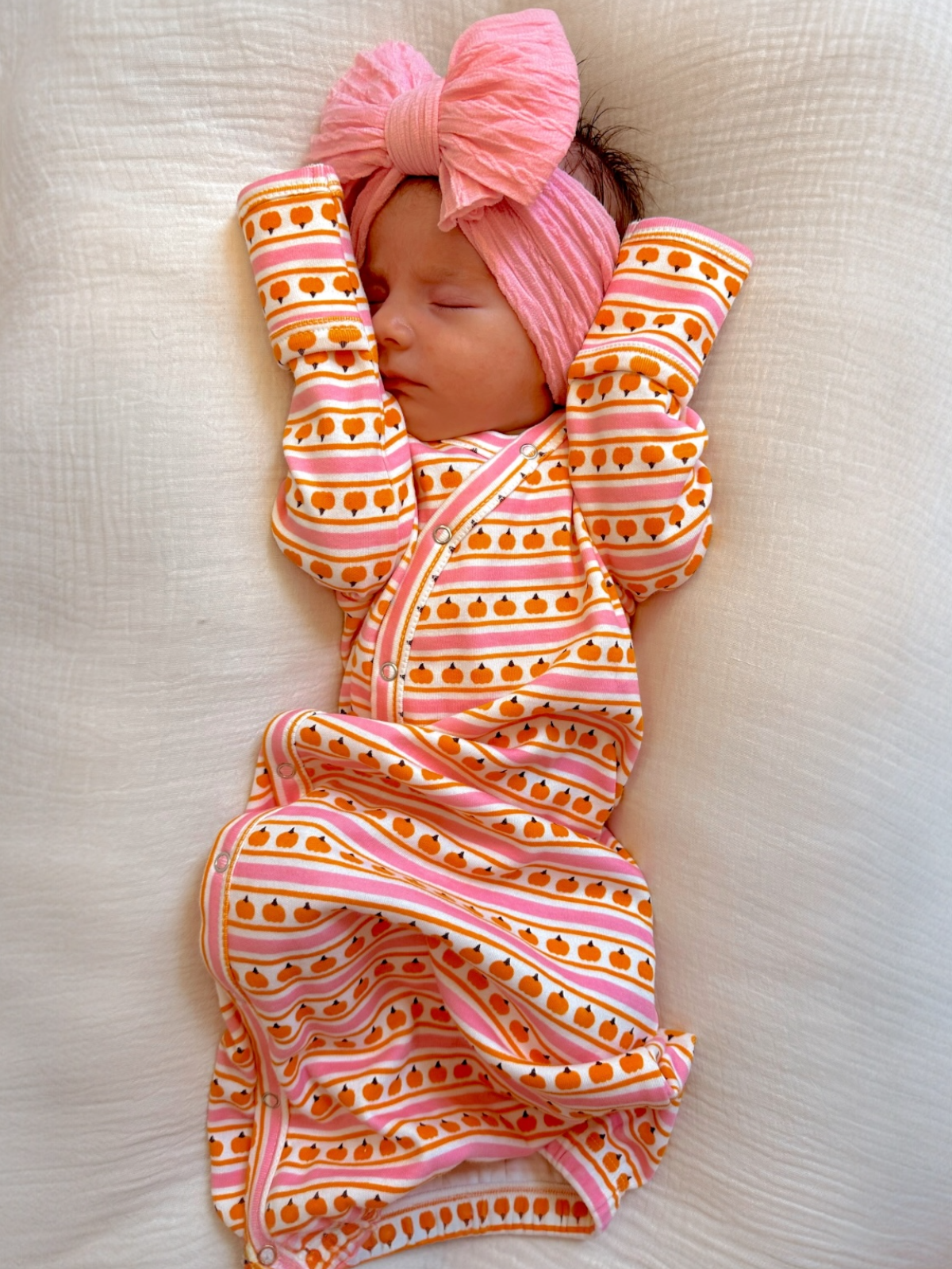 Pumpkin Stripe Pink / Organic Gown
