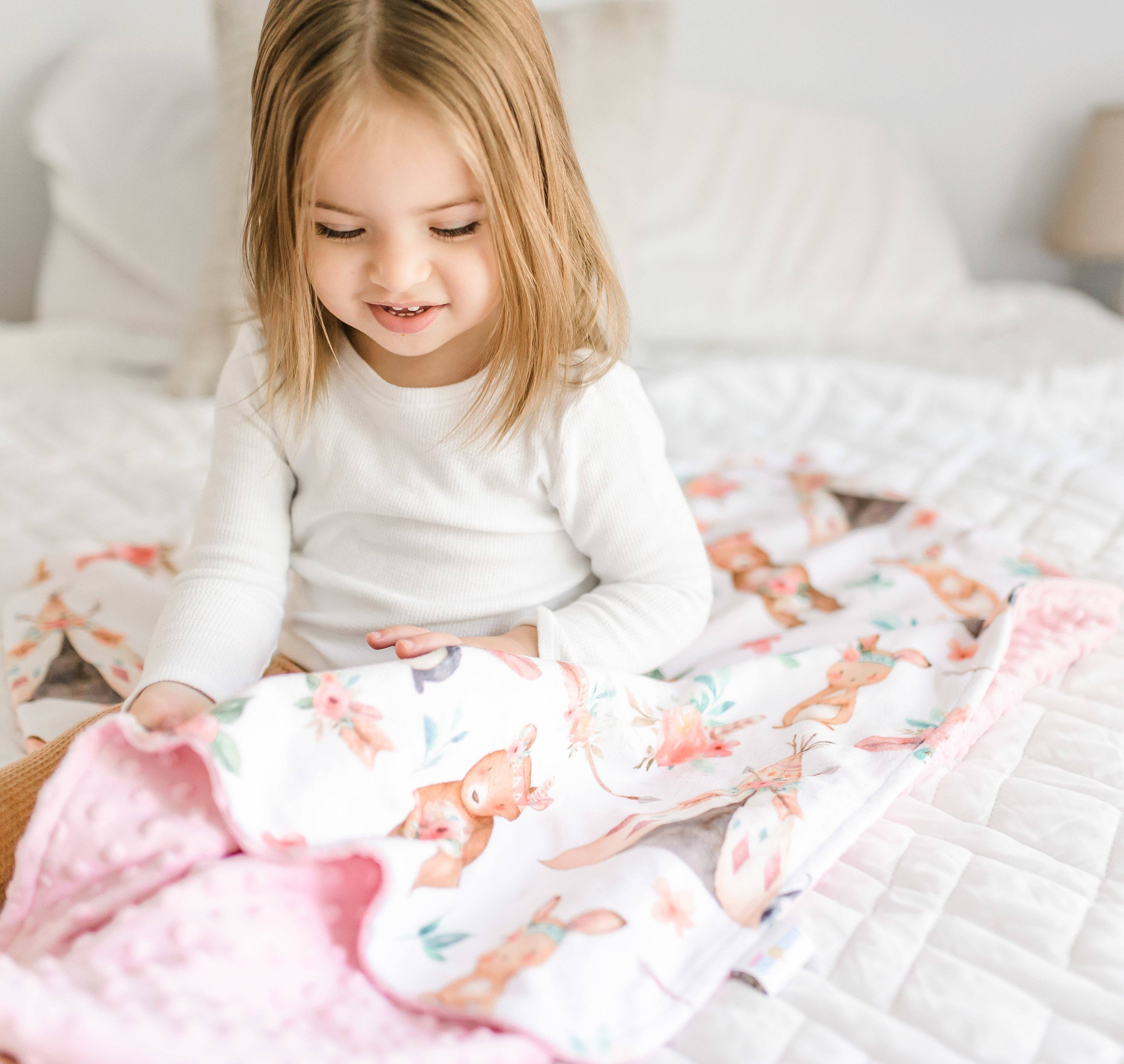 Baby & Toddler Minky Blanket - Woodland Tribe Pink