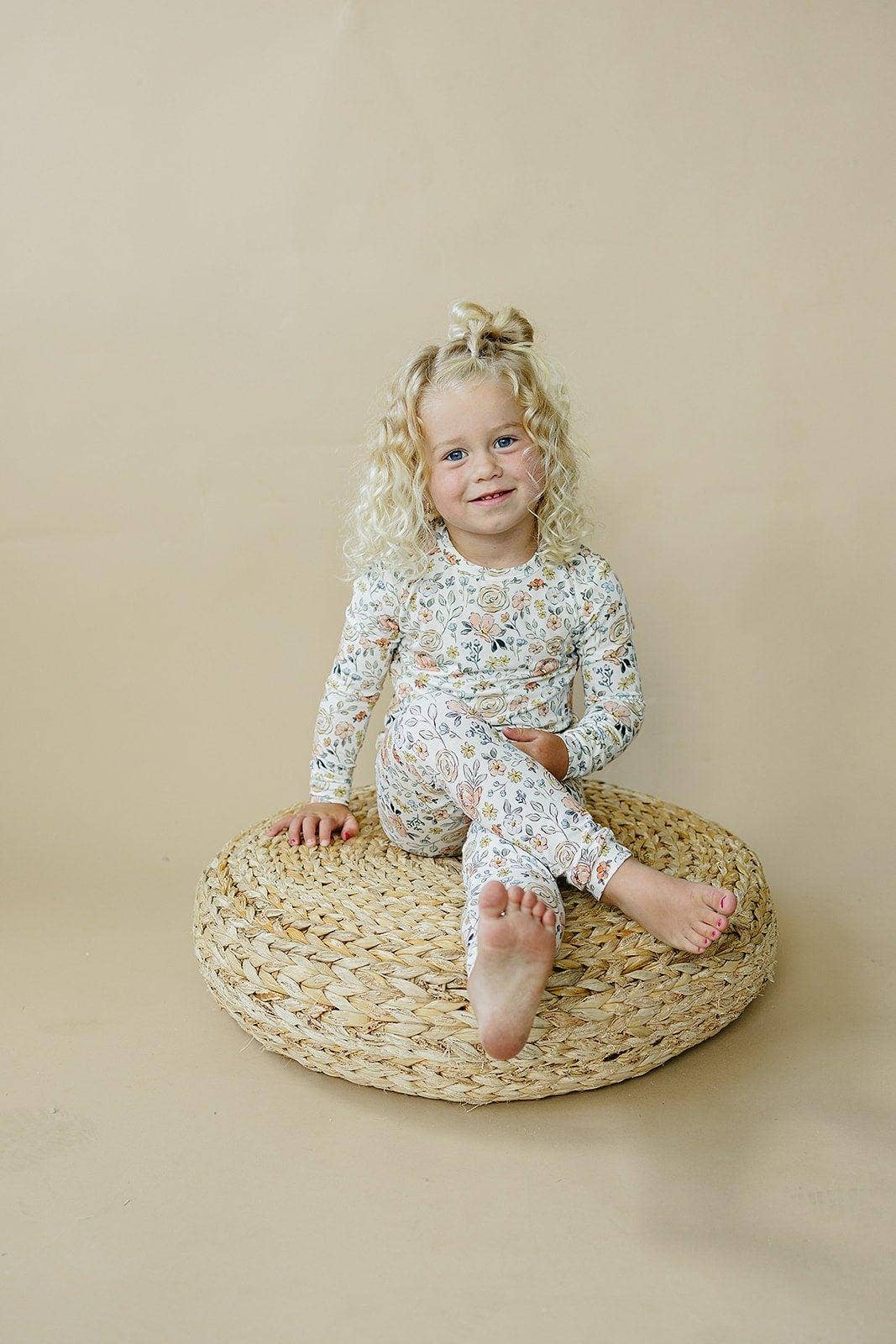 Pastel Petals 2pc Modal Pajamas - Floral Toddler Girl PJ Set