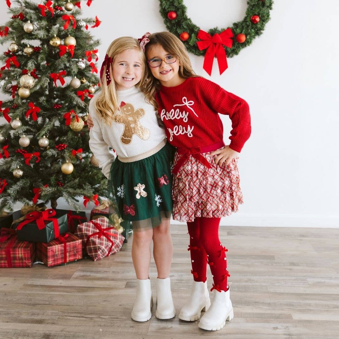 Gingerbread Sequin Patch Christmas Sweatshirt Girls Clothes