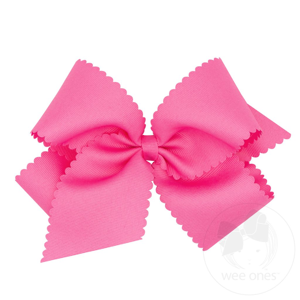 Medium Grosgrain Hair Bow with Scalloped Edge